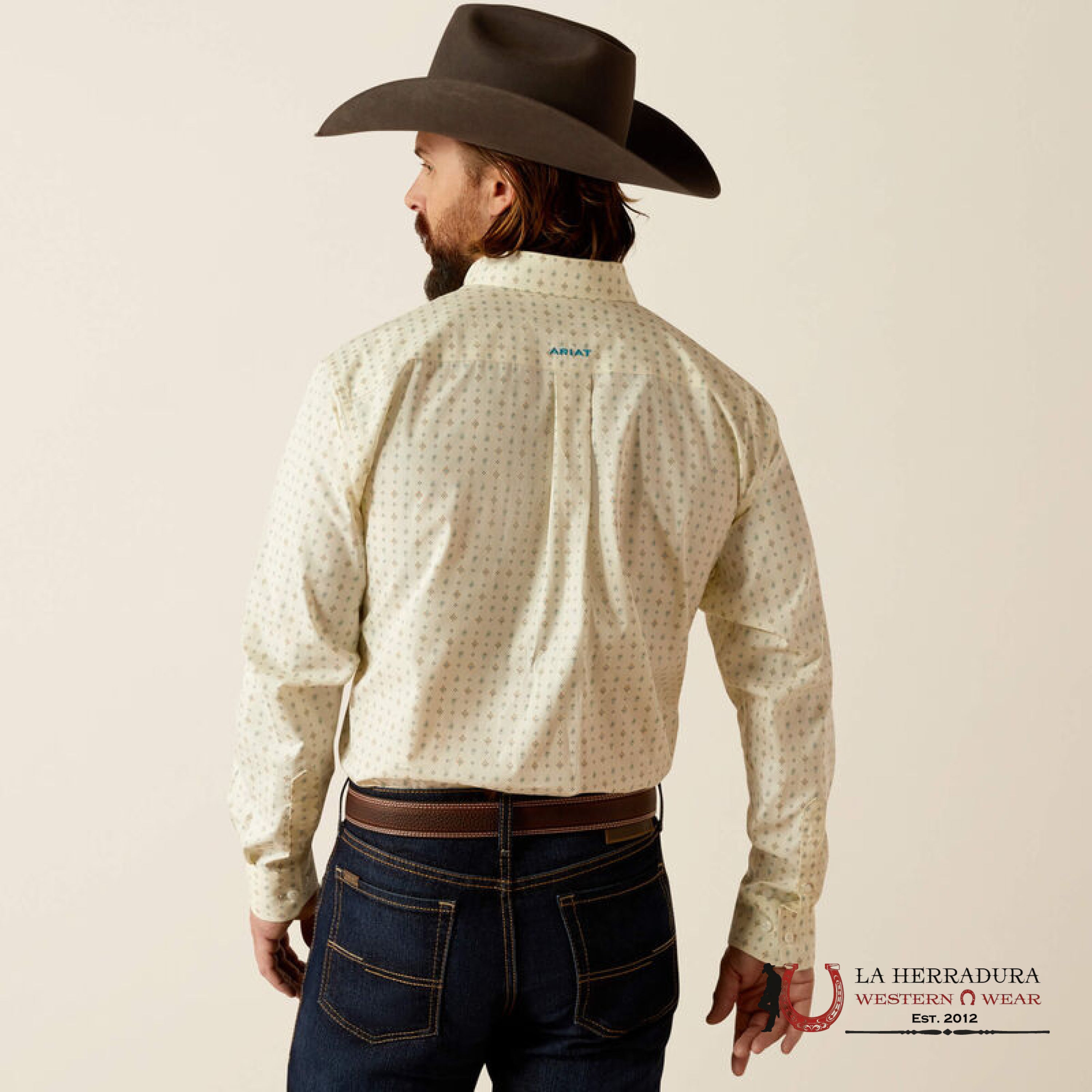 Ariat Classic Wt Griffin Cream Long Sleeve Shirt Ropa Hombres