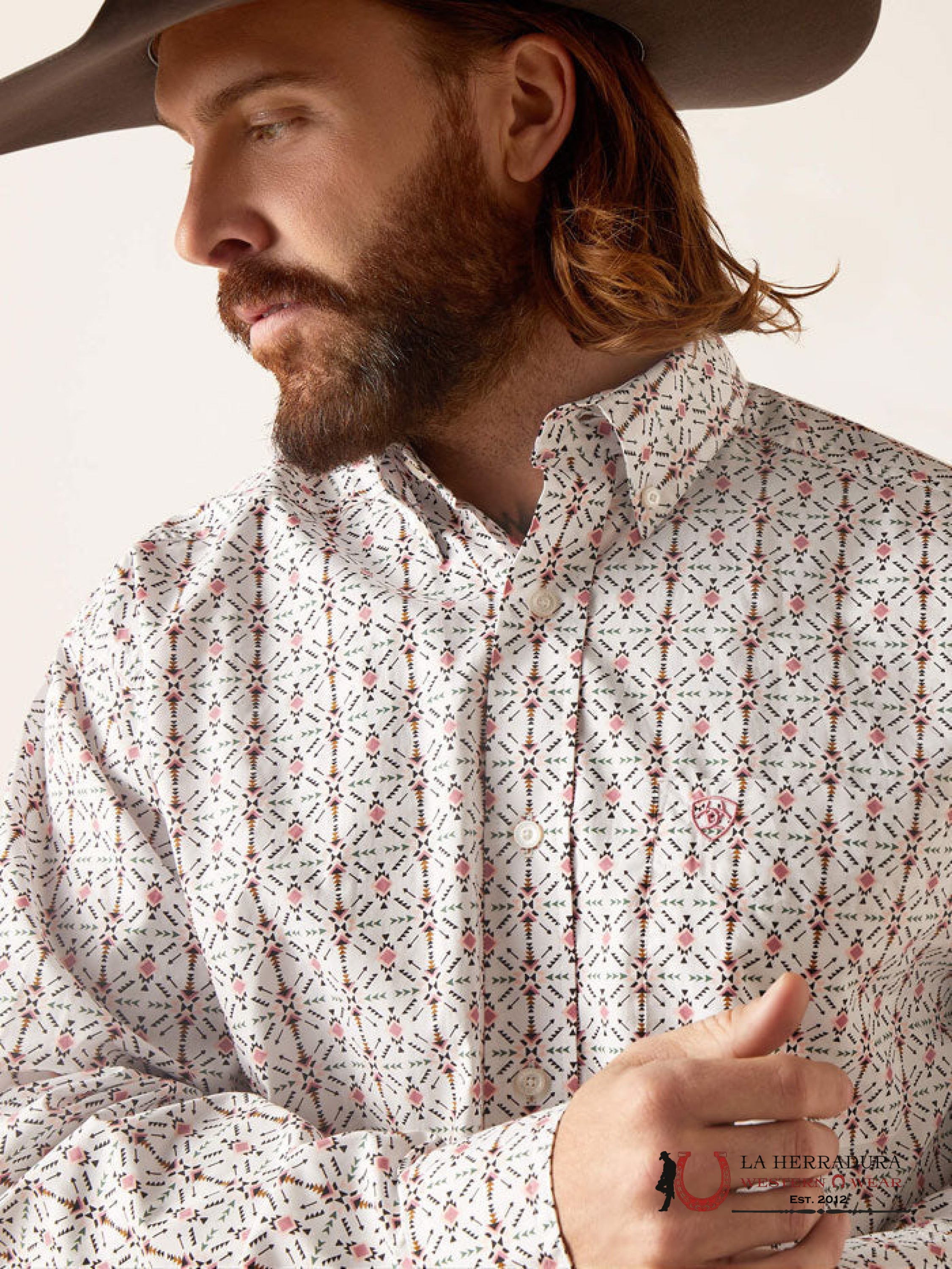 Ariat Edgar Long Sleeve Shirt White - 7188 Ropa Hombres