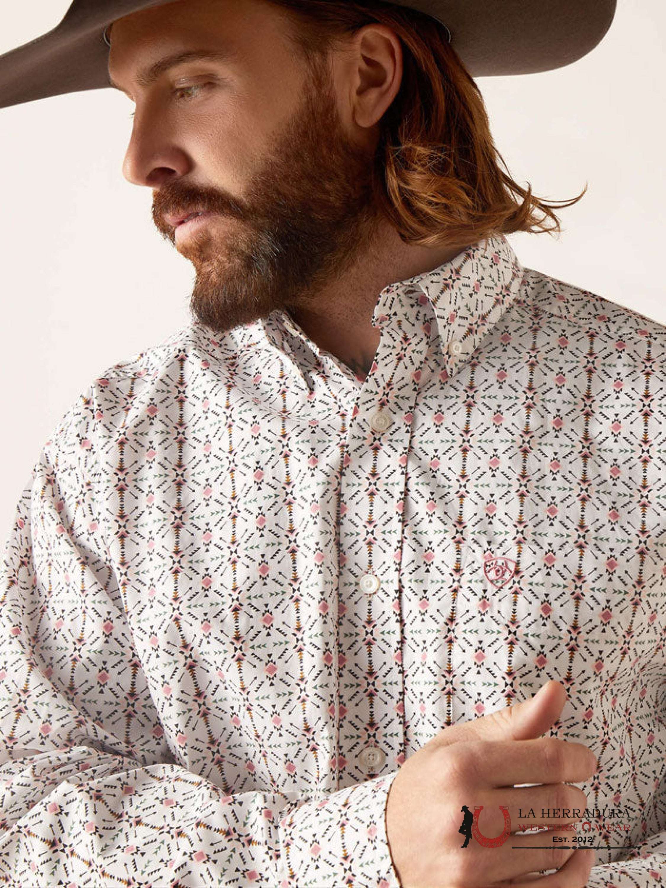 Ariat Edgar Long Sleeve Shirt White - 7188 Ropa Hombres