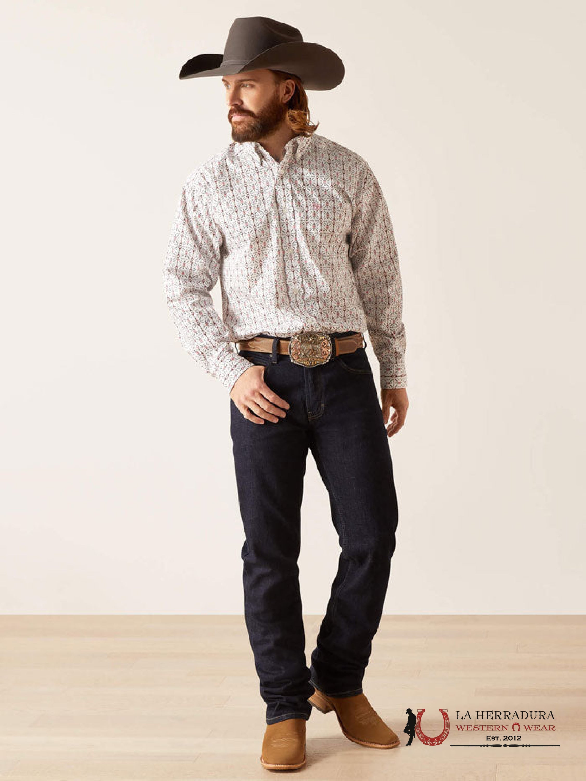 Ariat Edgar Long Sleeve Shirt White - 7188 Ropa Hombres