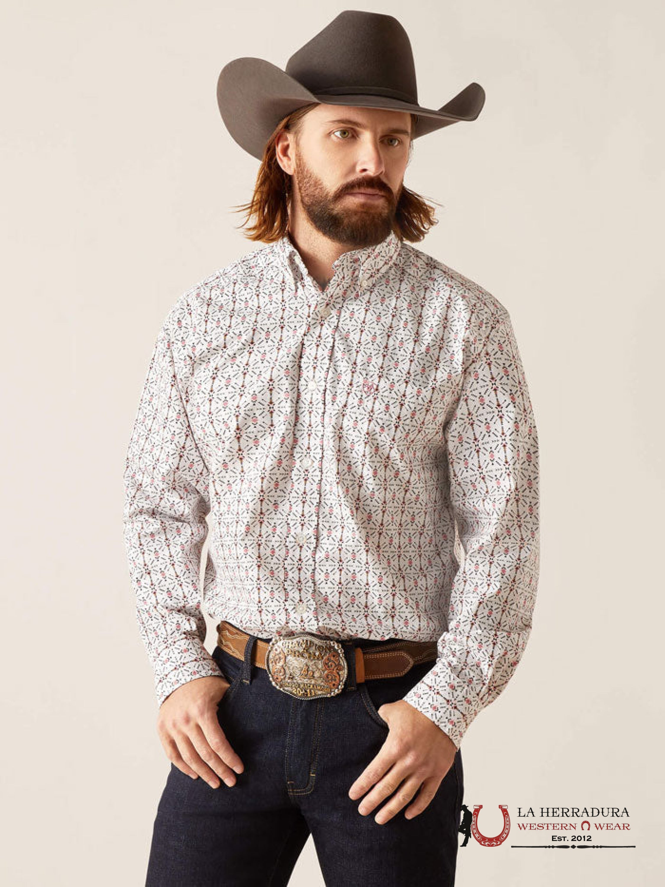 Ariat Edgar Long Sleeve Shirt White - 7188 Ropa Hombres