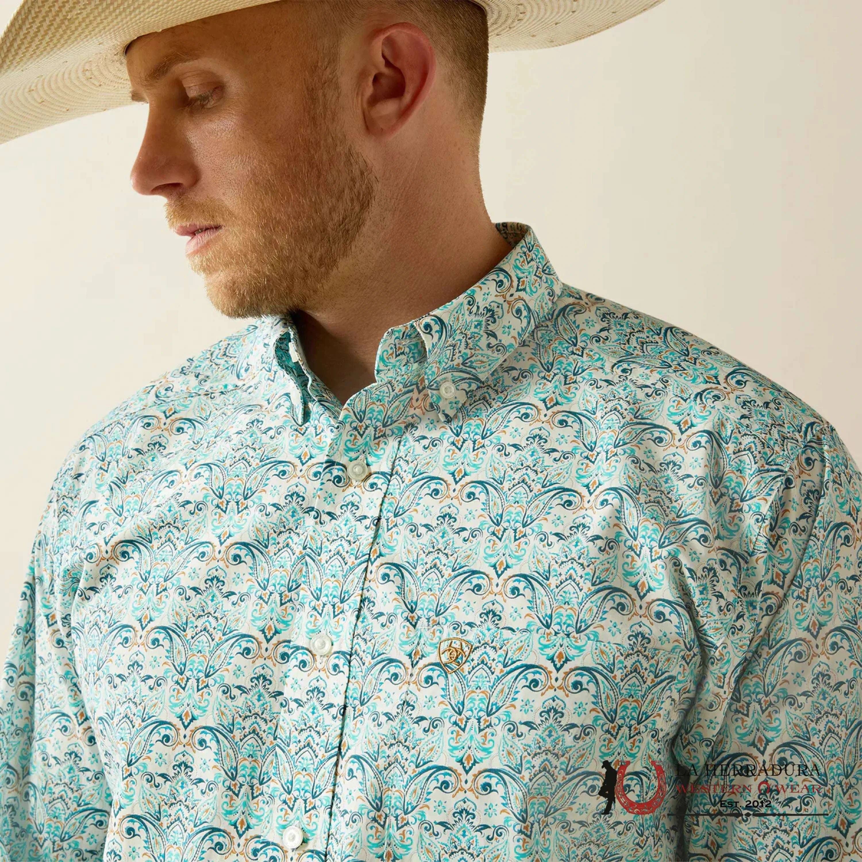 Ariat Fitte Jerome Long Sleeve Shirt Teal - 4696 Ropa Hombres