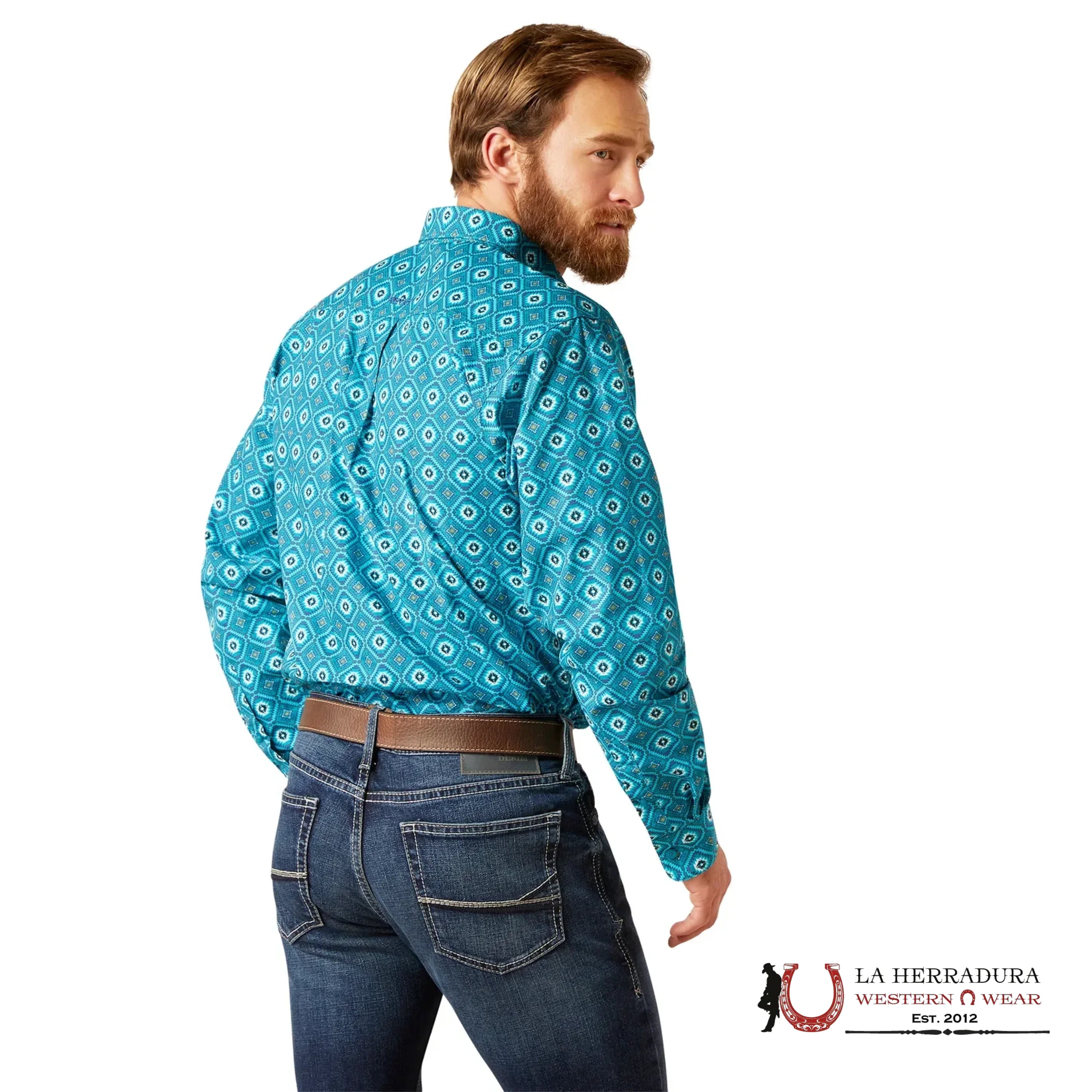 Ariat Fitted Bruno Lanai Turquoise 10046194 ROPA HOMBRES