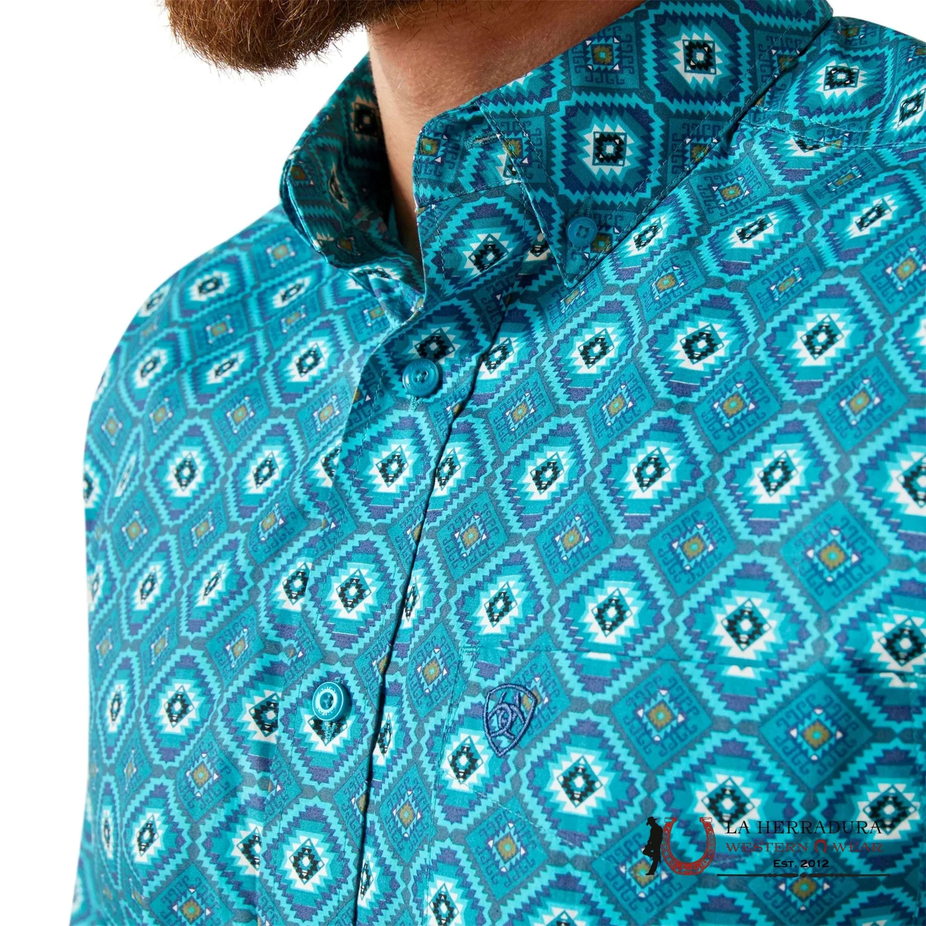 Ariat Fitted Bruno Lanai Turquoise 10046194 ROPA HOMBRES