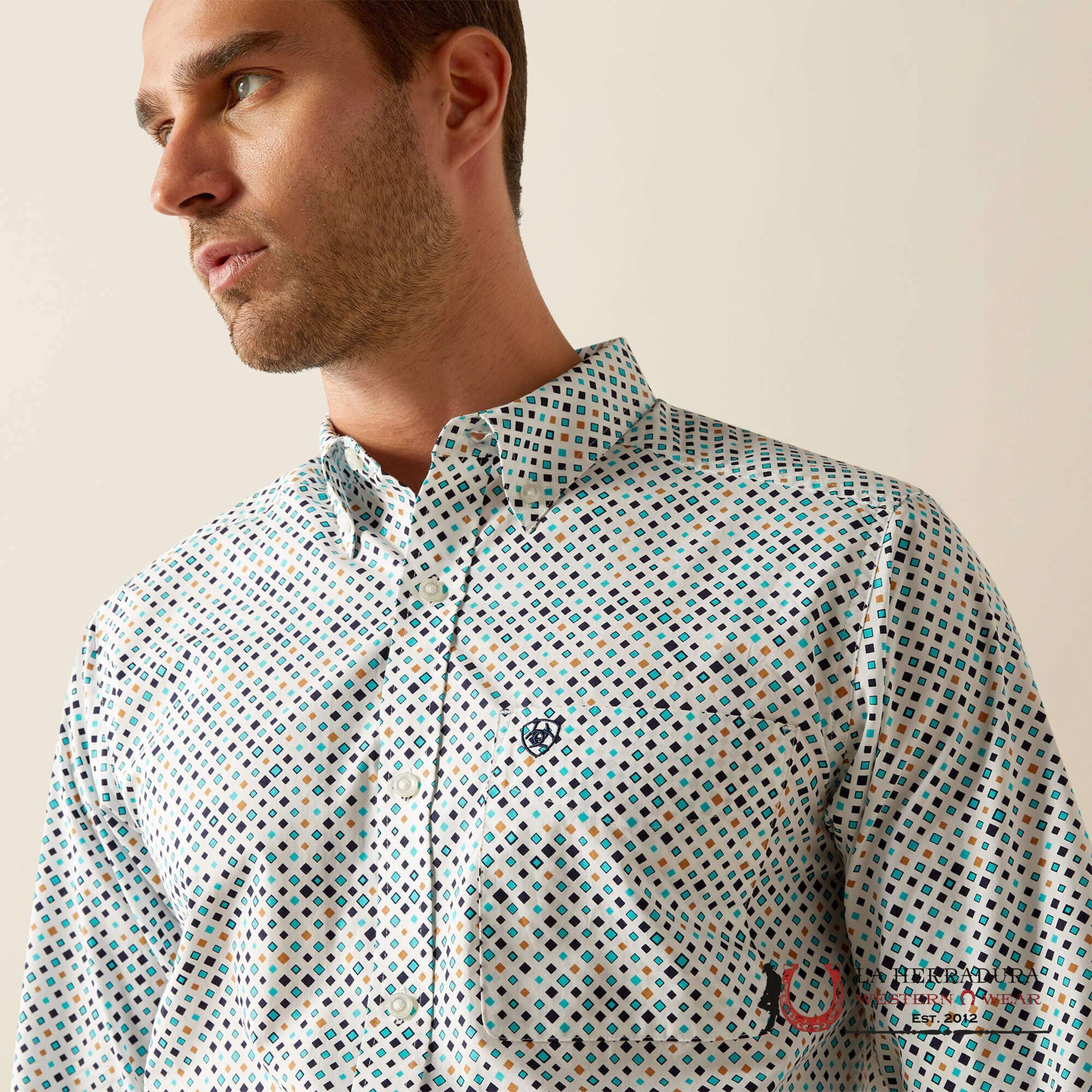 Ariat Fitted Long Sleeve Shirt Jansen Blue - 4746 Ropa Hombres