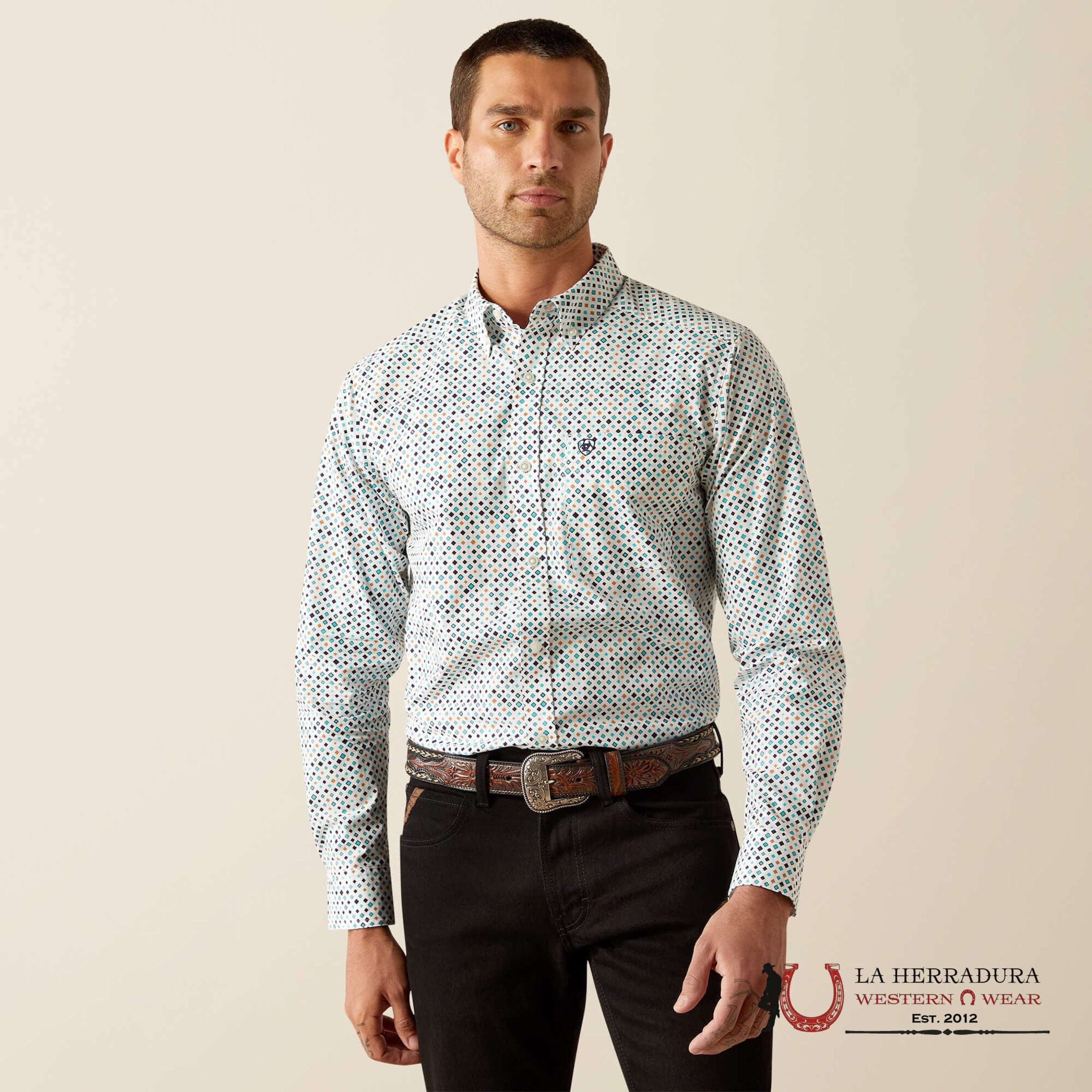 Ariat Fitted Long Sleeve Shirt Jansen Blue - 4746 Ropa Hombres