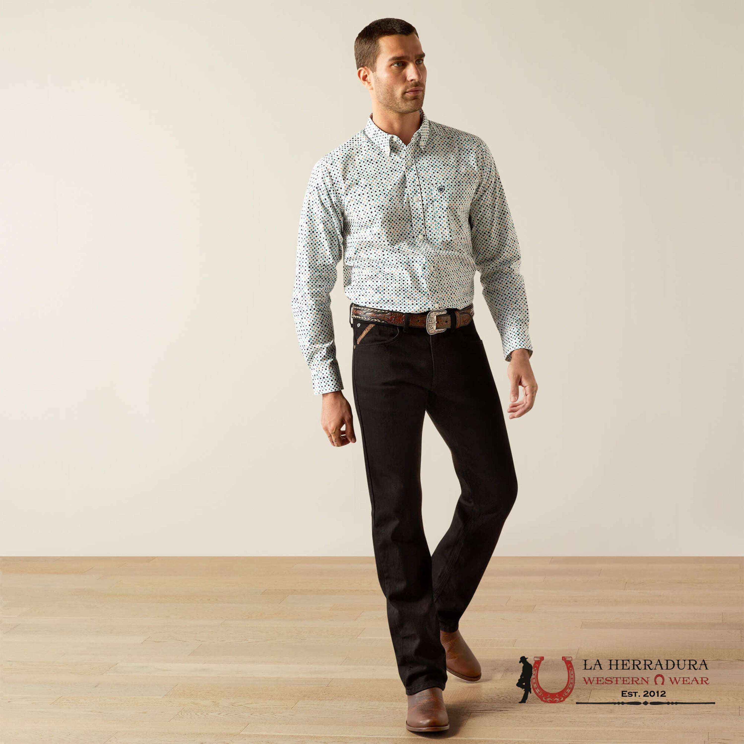 Ariat Fitted Long Sleeve Shirt Jansen Blue - 4746 Ropa Hombres