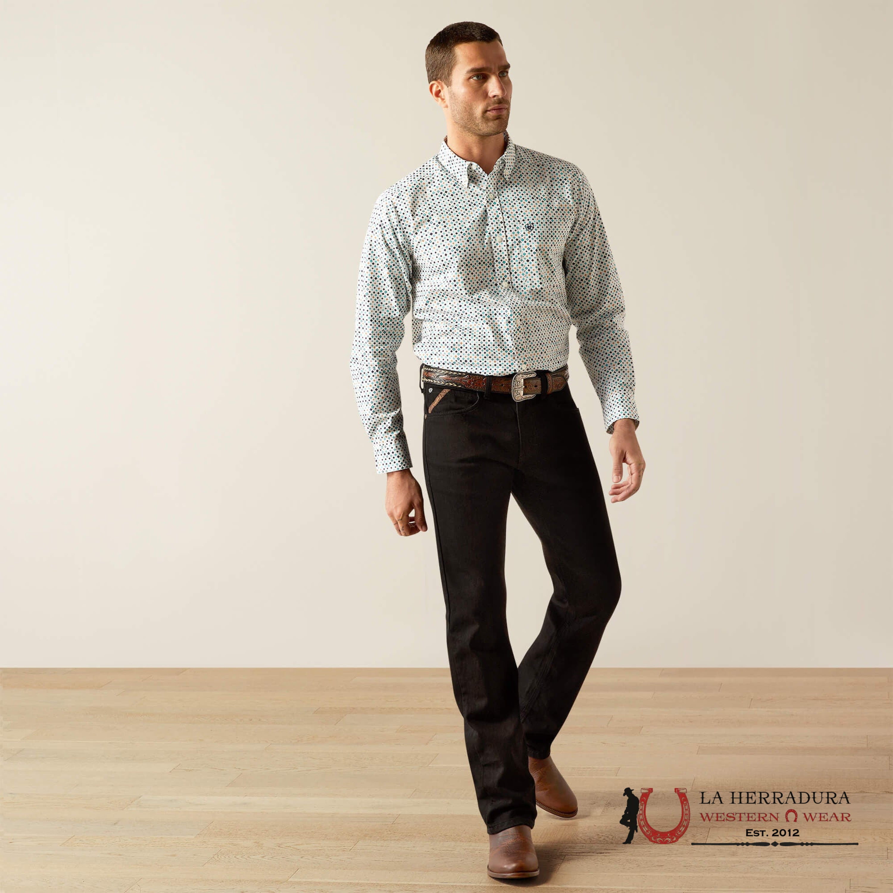 Ariat Fitted Long Sleeve Shirt Jansen Blue - 4746 Ropa Hombres