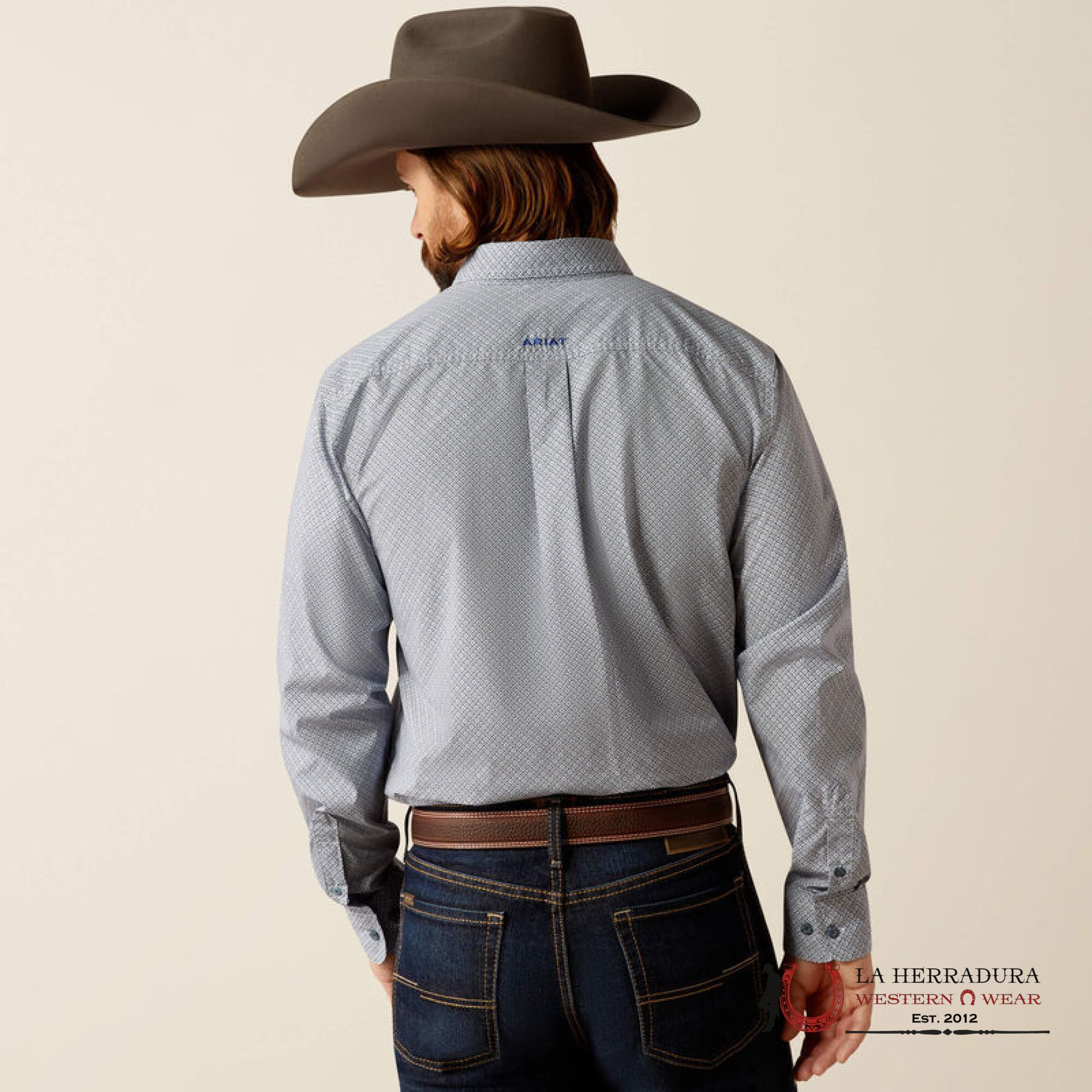 Ariat Fitted Rider Light Blue Long Sleeve Shirt Ropa Hombres