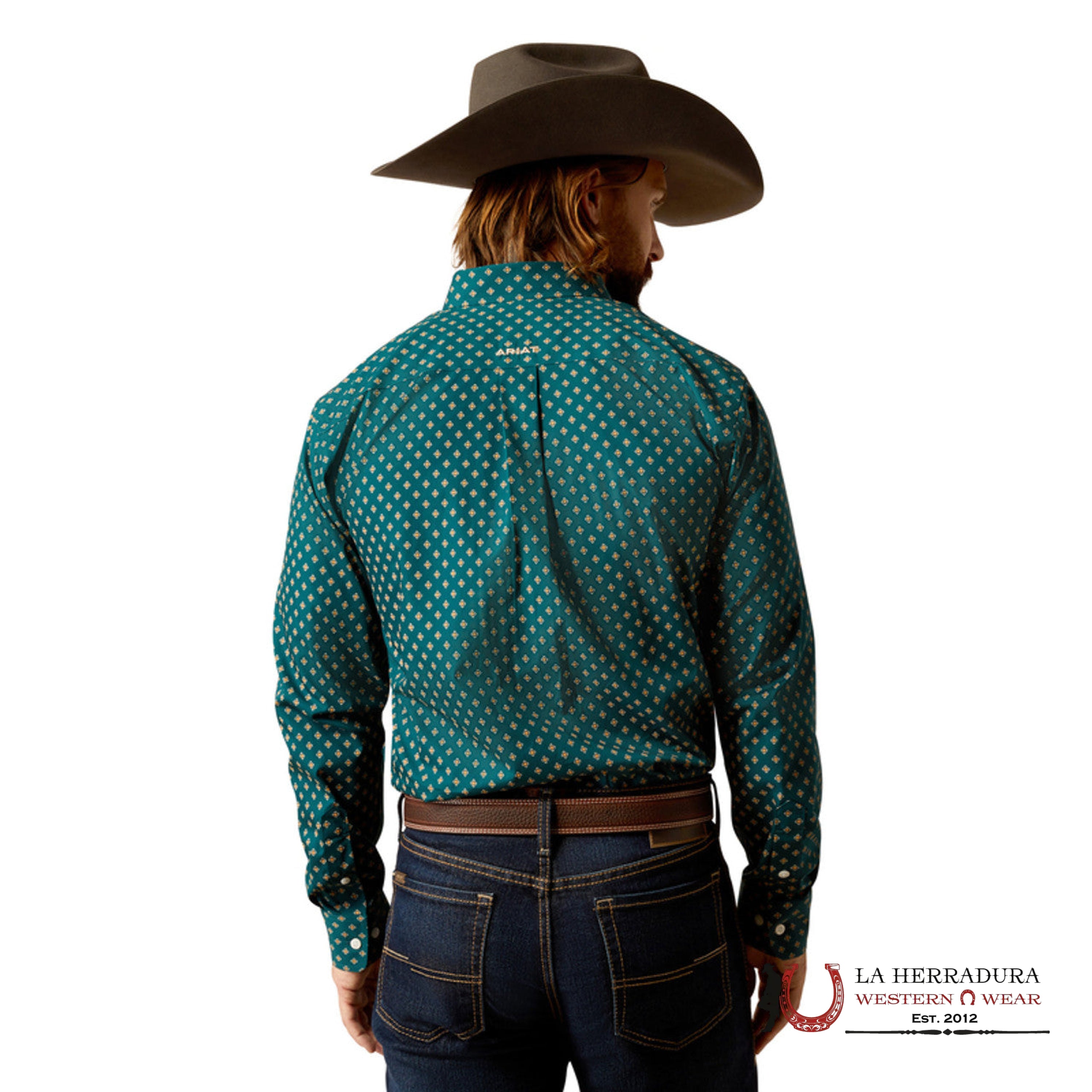 Ariat Futted Grover Deep Teal Long Sleeve Shirt - 2382 Ropa Hombres