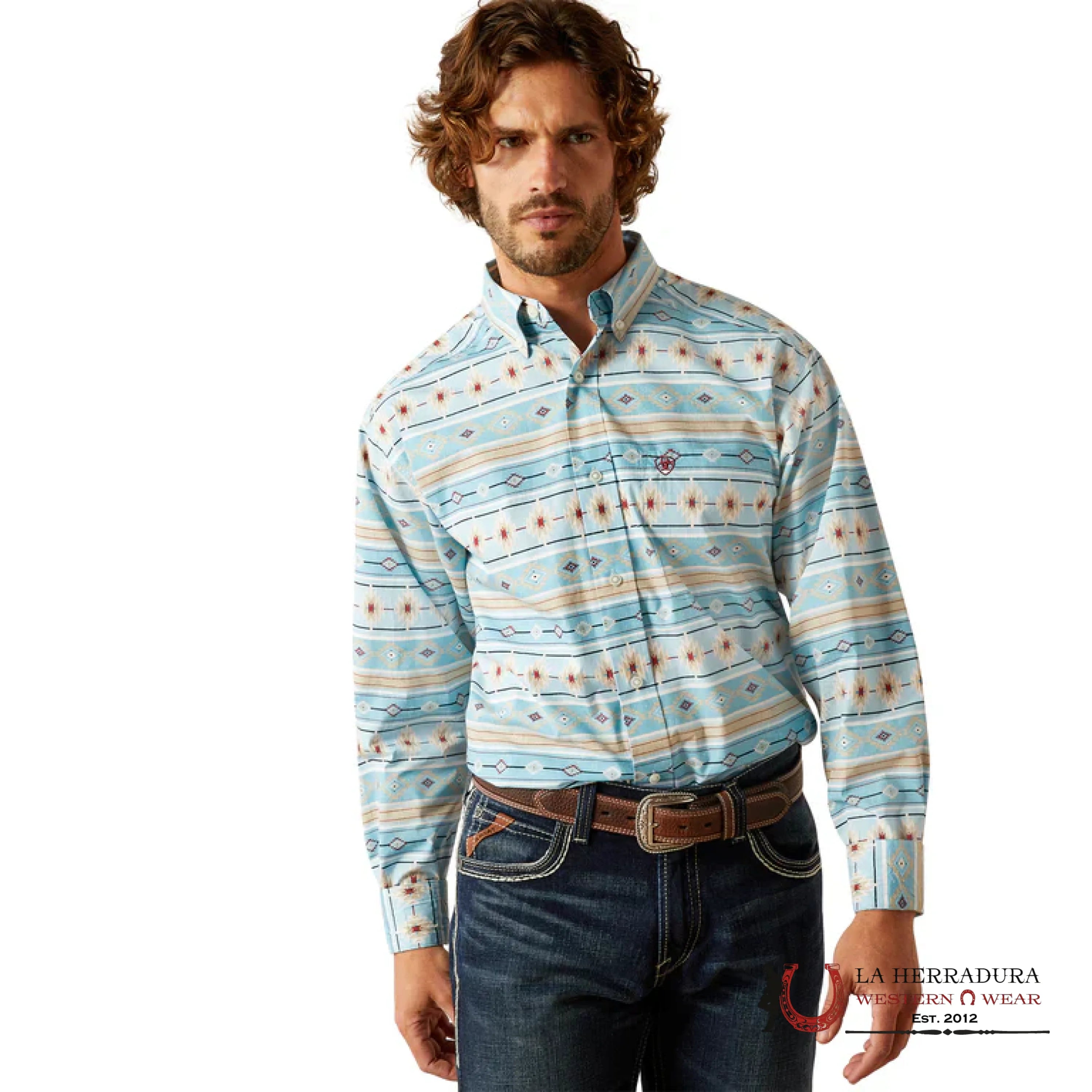 ARIAT GORMAN CLASSIC FIT LONG SLEEVE SHIRT TURQUOISE - 4640 ROPA HOMBRES