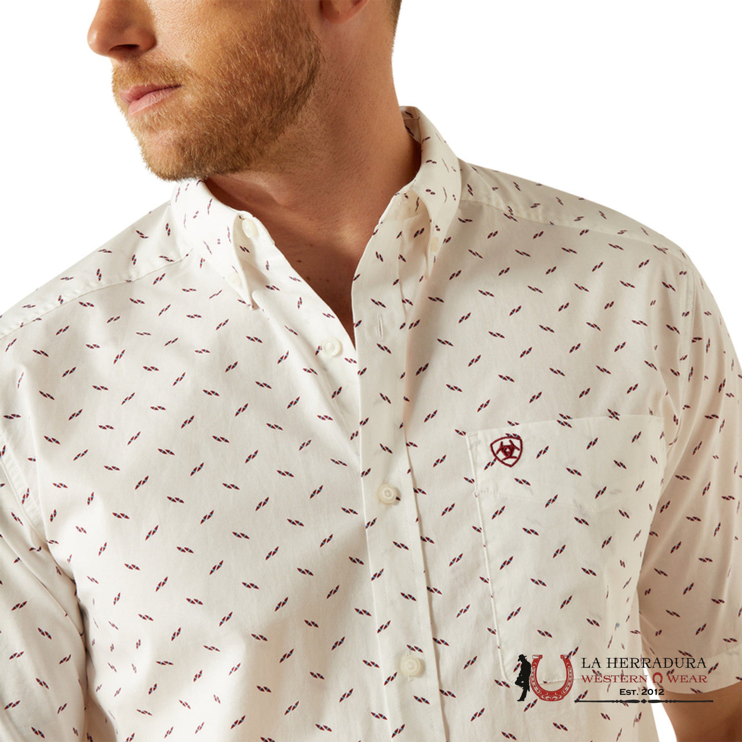 ARIAT GRANT SHORT SLEEVE SHIRT WHITE - 4680 ROPA HOMBRES