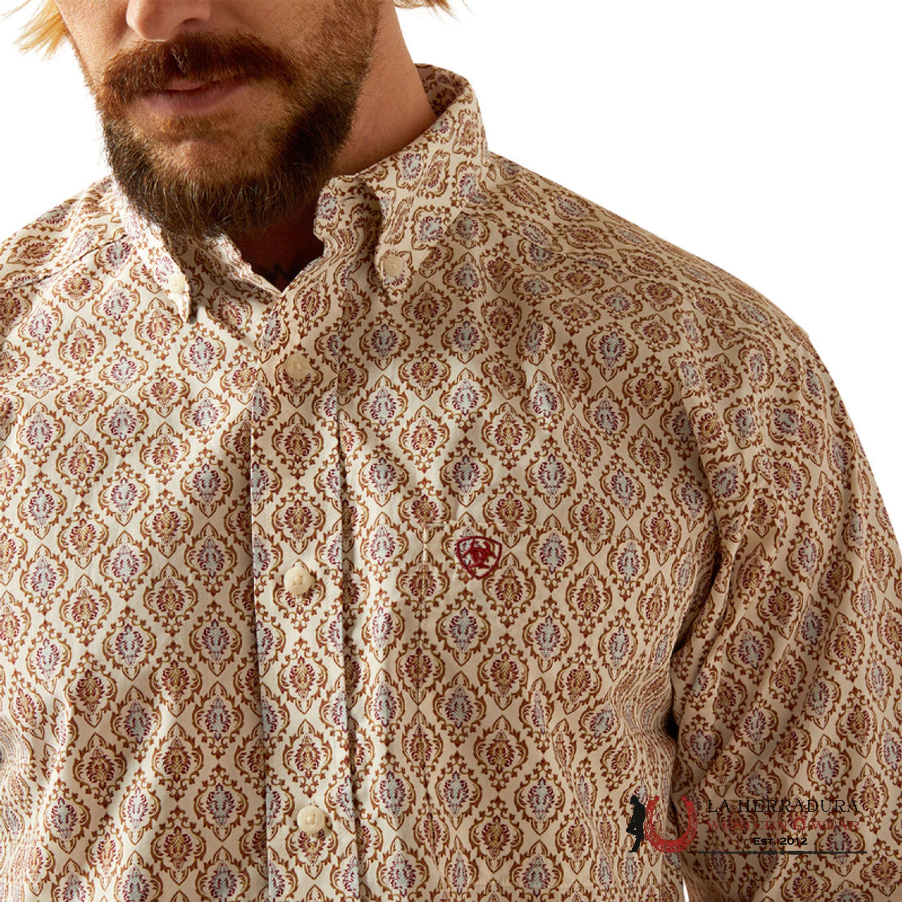 ARIAT GREELY LONG SLEEVE SHIRT BRICK CLASSIC FIT - 4646 ROPA HOMBRES