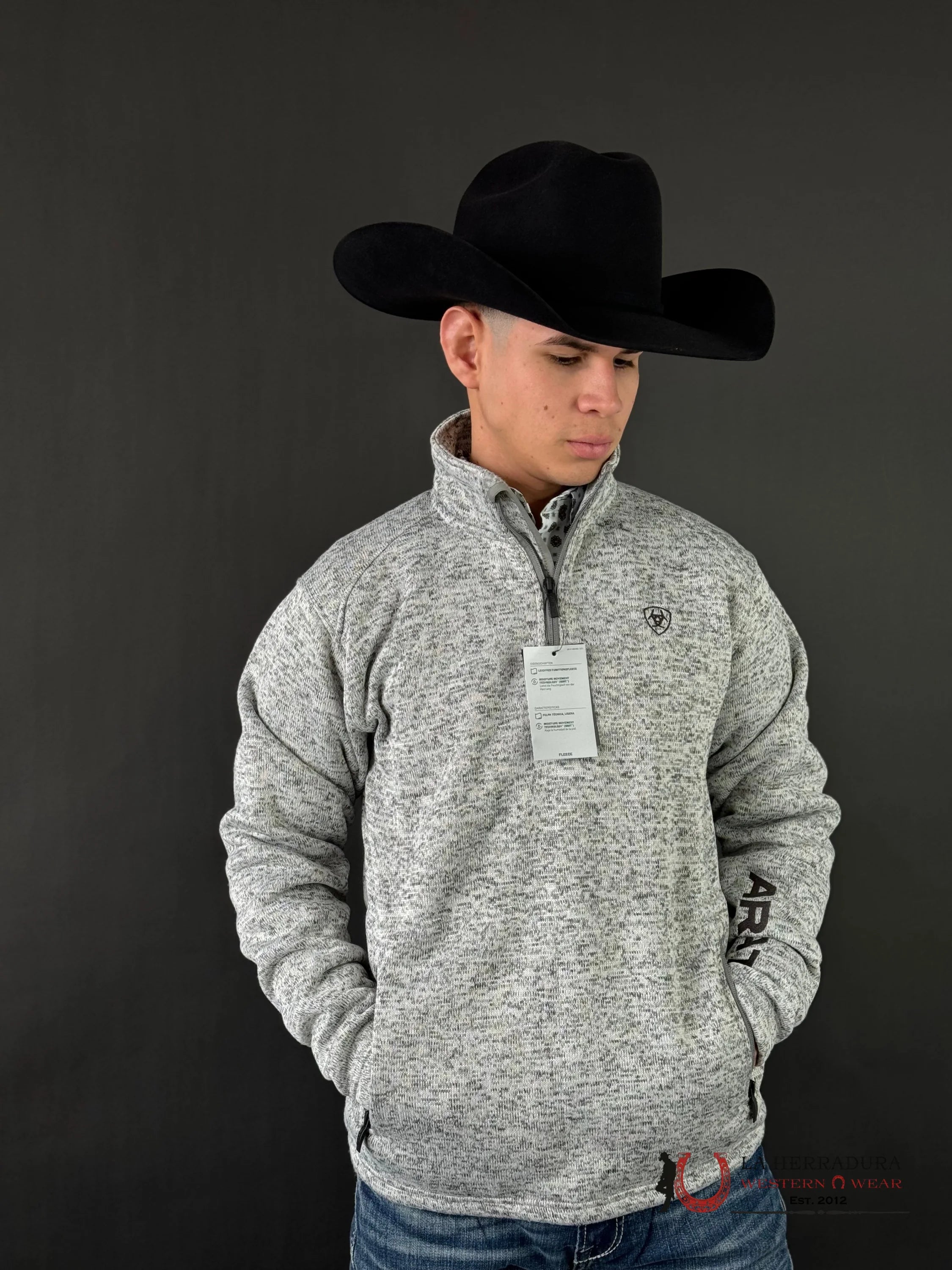 Ariat Grey Caldwell Logo Sweater Shirt Nulla Heather Ropa Hombres