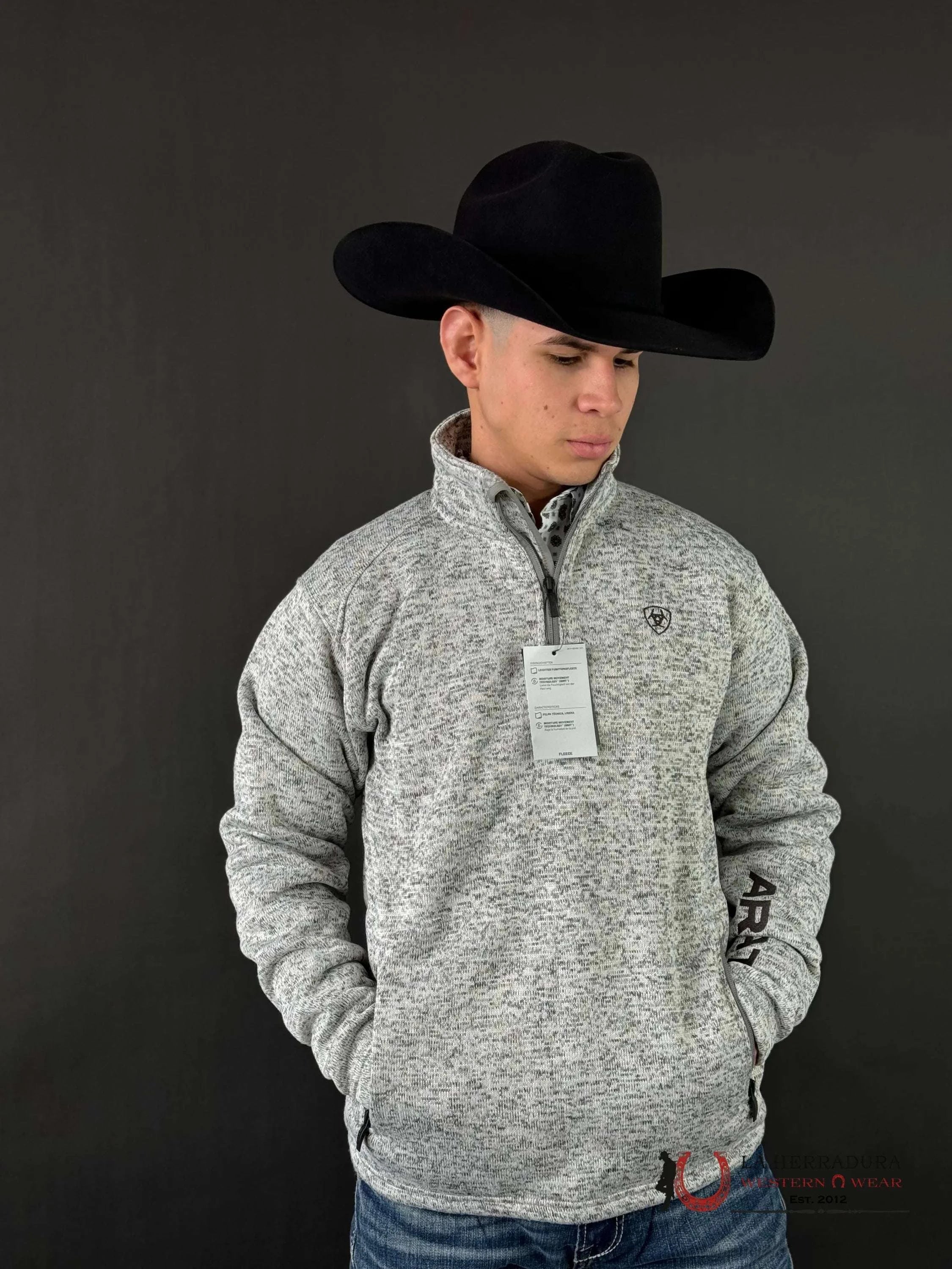 Ariat Grey Caldwell Logo Sweater Shirt Nulla Heather Ropa Hombres