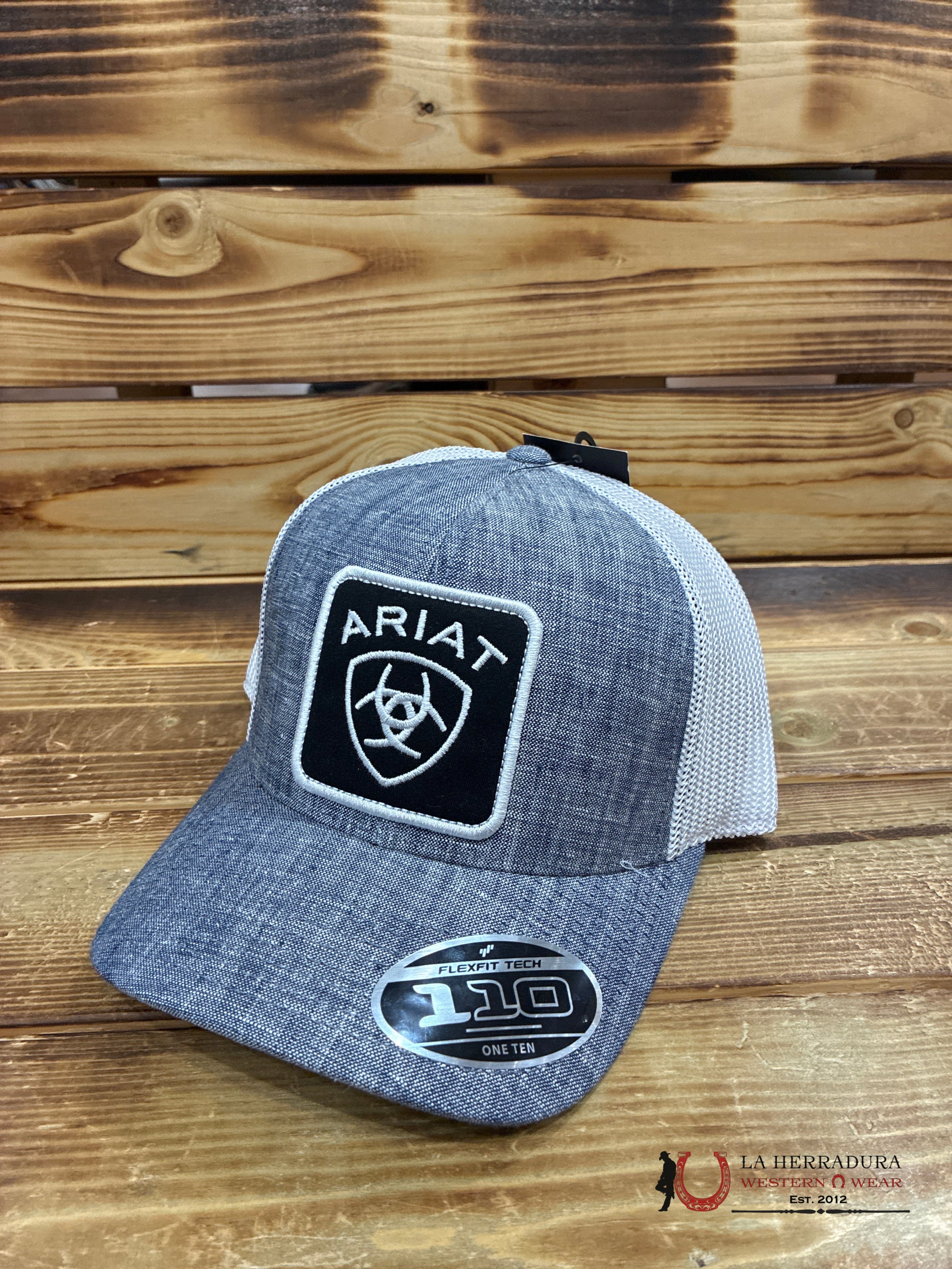 ARIAT GREY LARGE PATCH LOGO CAPS MENS GORRAS HOMBRES