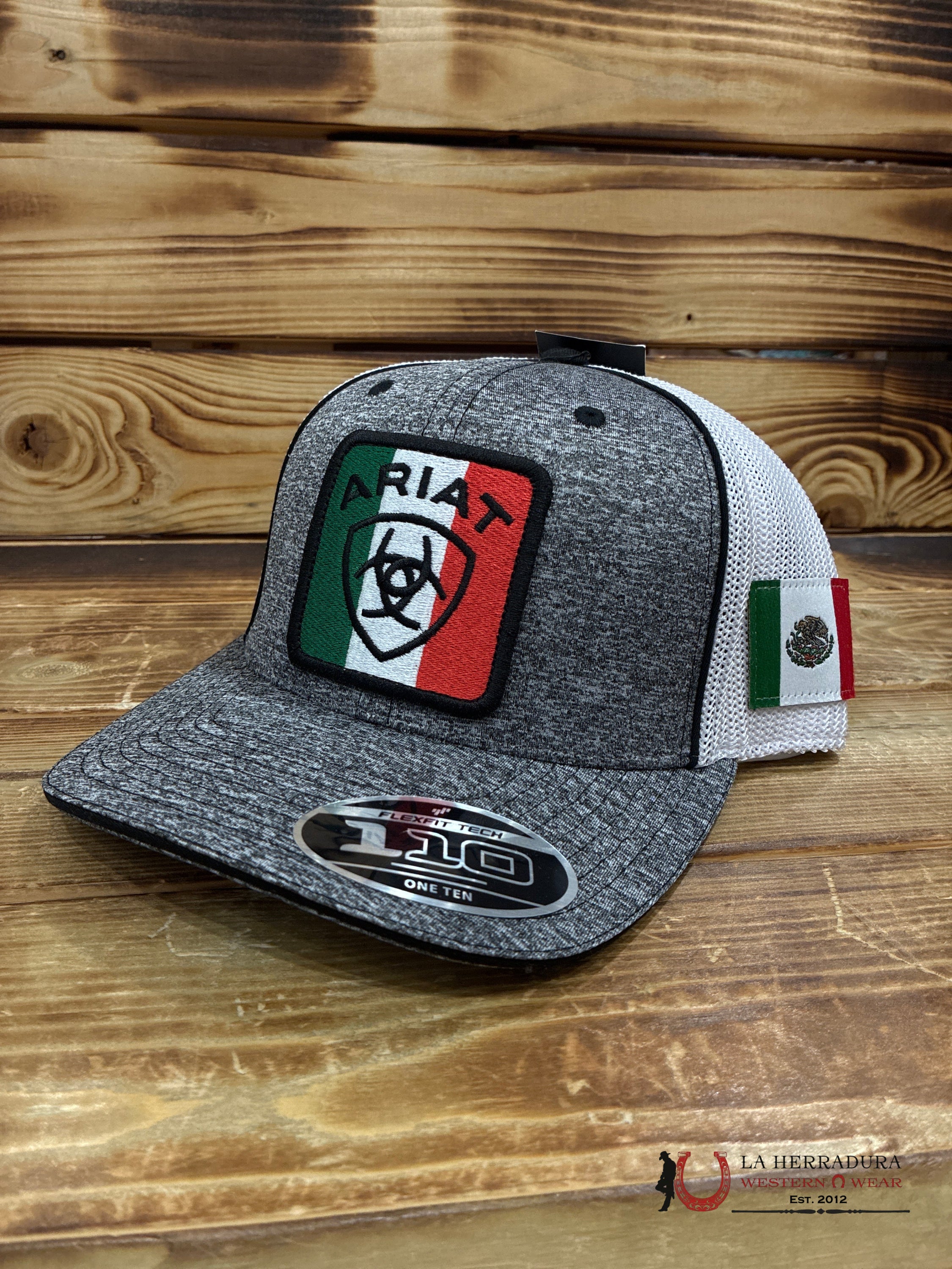 ARIAT GREY W MEXICO FLAG LOGO CAPS MENS GORRAS HOMBRES