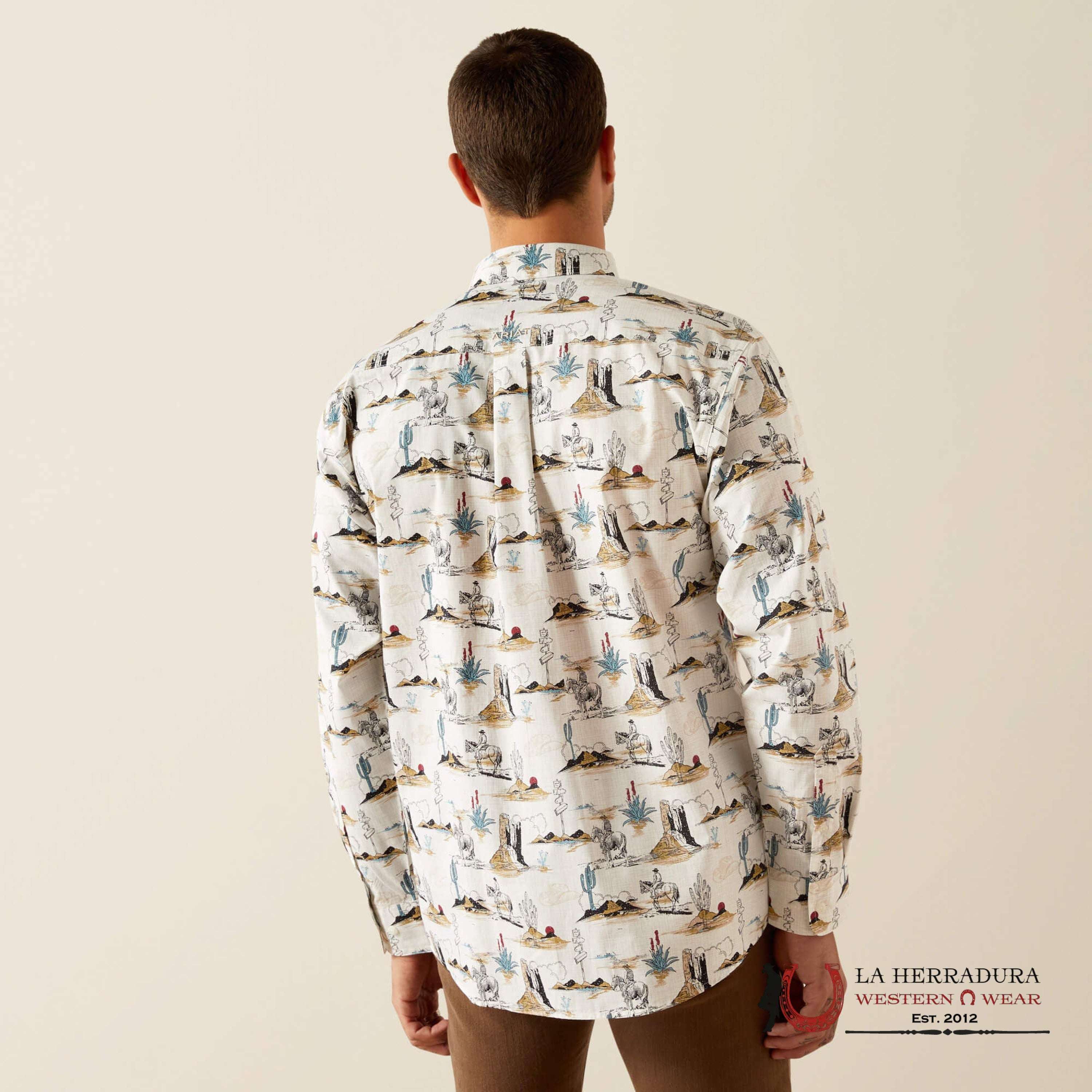Ariat Gunder Long Sleeve Classic Fit Shirt Off White - 4644 Ropa Hombres