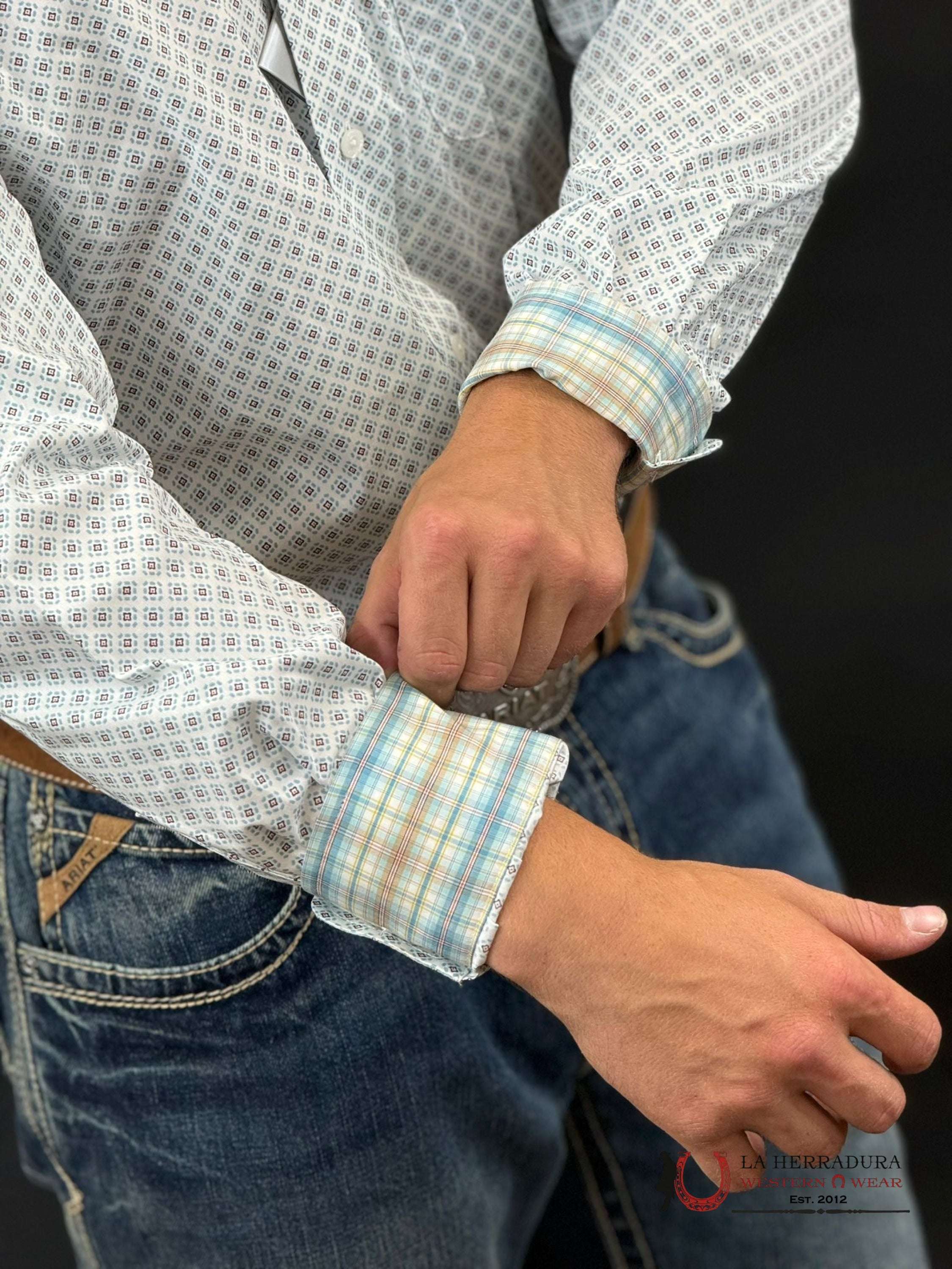 Ariat Irving White Long Sleeve Shirt Ropa Hombres