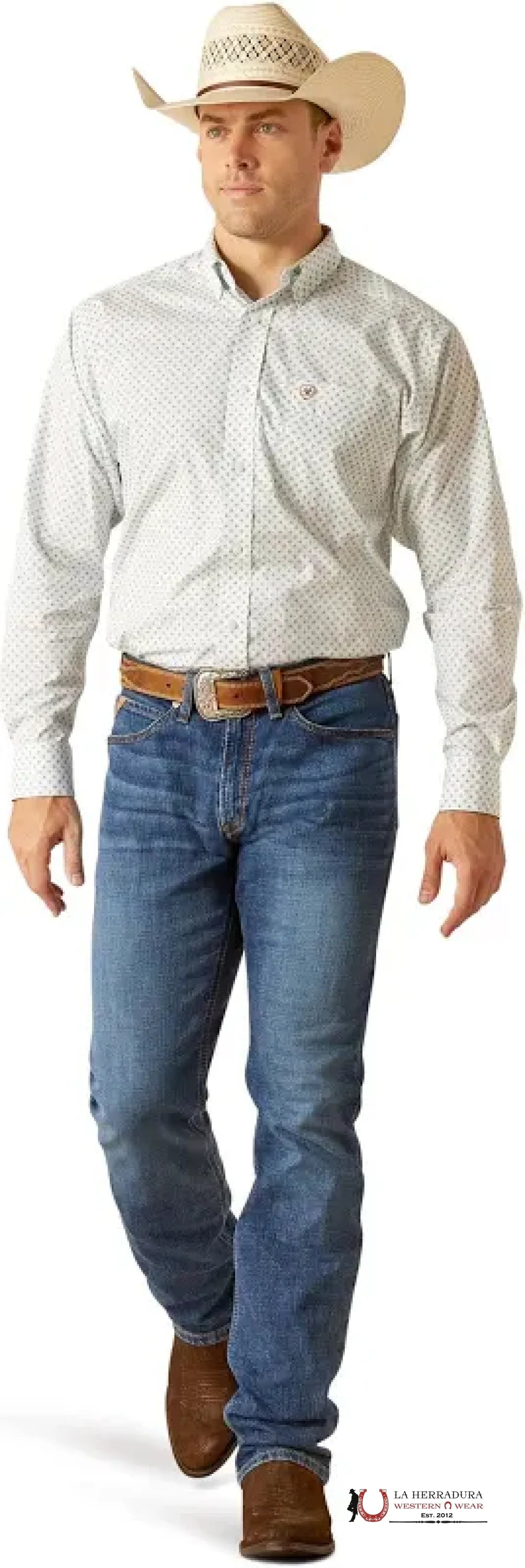 Ariat Irving White Long Sleeve Shirt Ropa Hombres