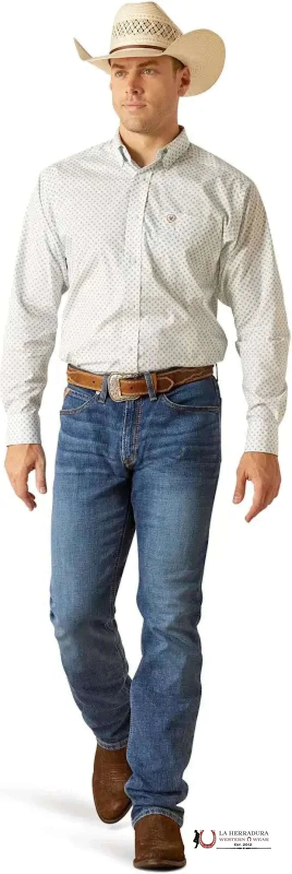 Ariat Irving White Long Sleeve Shirt Ropa Hombres