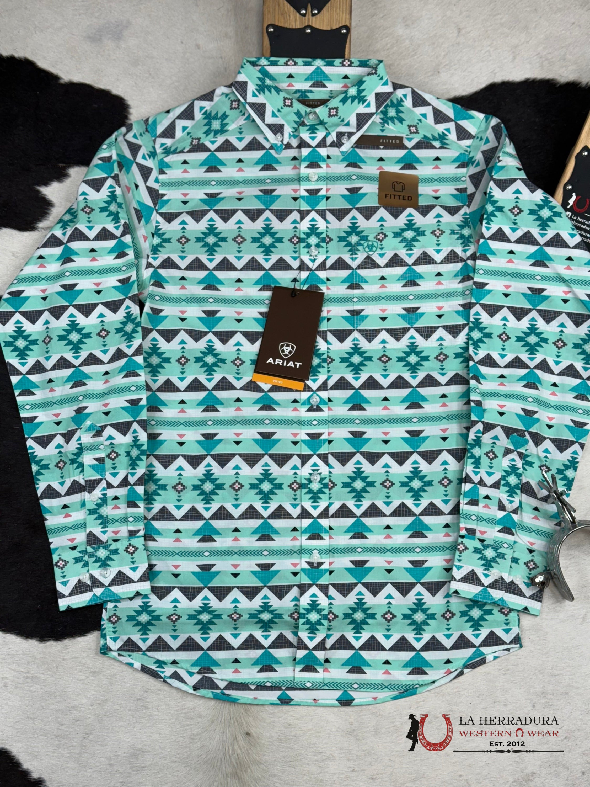 Ariat Jacey Turquoise Long Sleeve Shirt Ropa Hombres