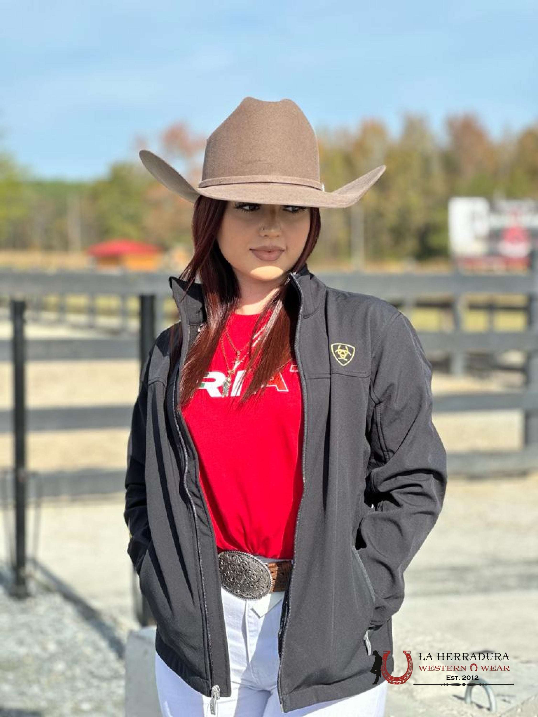 Ariat Jacket Softshell Black & Gold Team Logo Ropa Mujeres