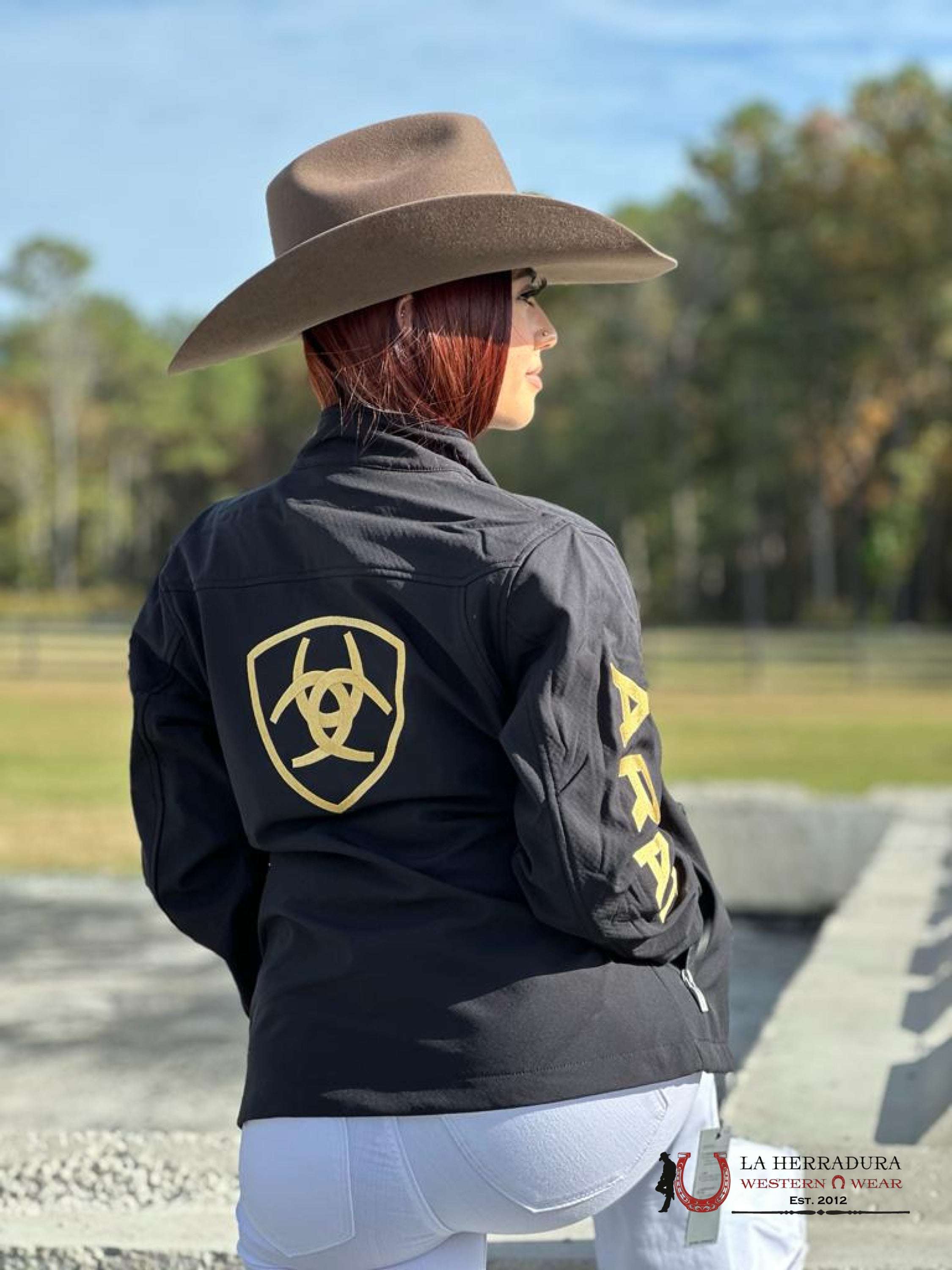Ariat Jacket Softshell Black & Gold Team Logo Ropa Mujeres