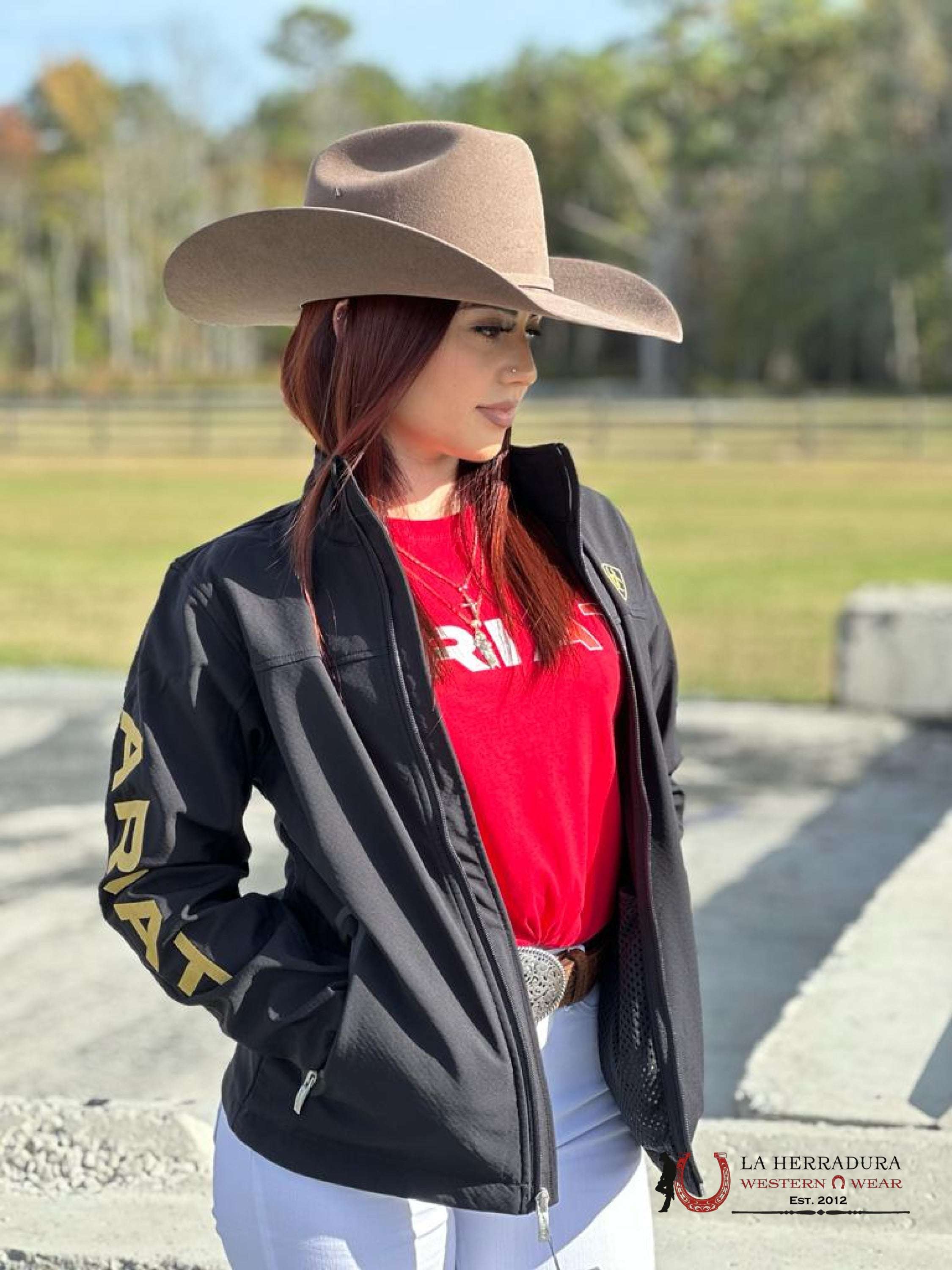 Ariat Jacket Softshell Black & Gold Team Logo Ropa Mujeres