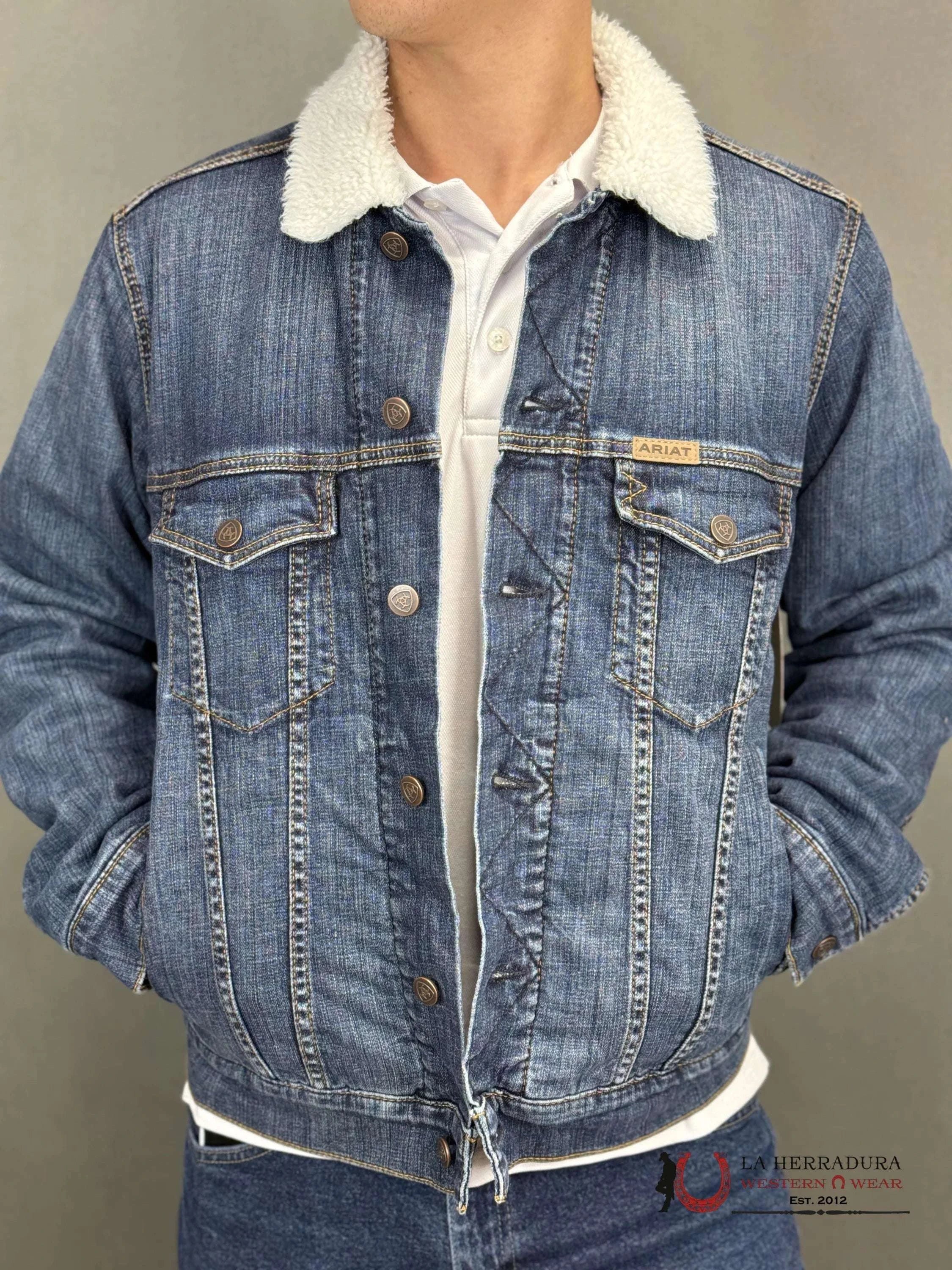 Ariat Jean Jacket Sherpa Lined Blue Rock Ropa Hombres