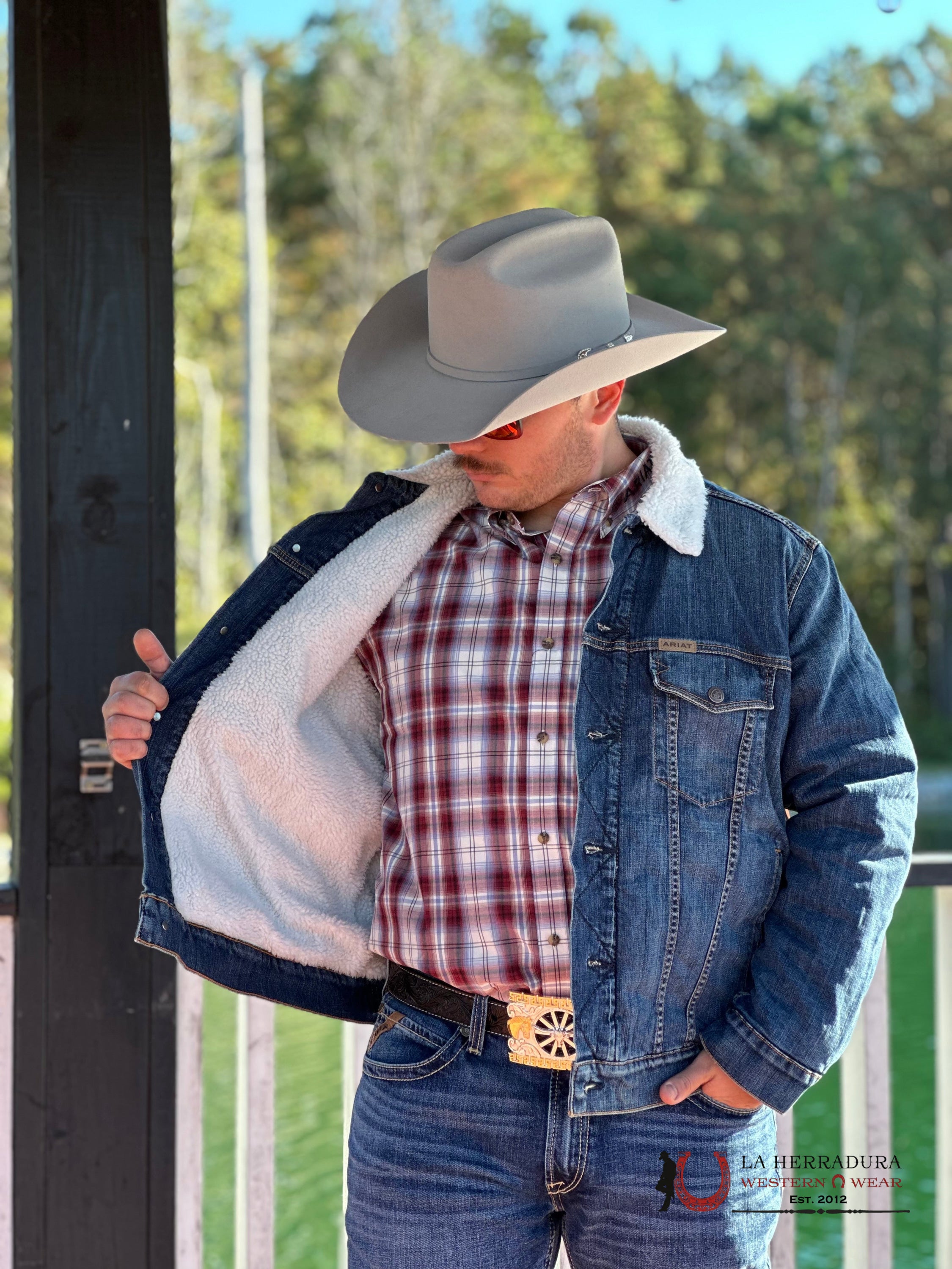 Ariat Jean Jacket Sherpa Lined Blue Rock Ropa Hombres