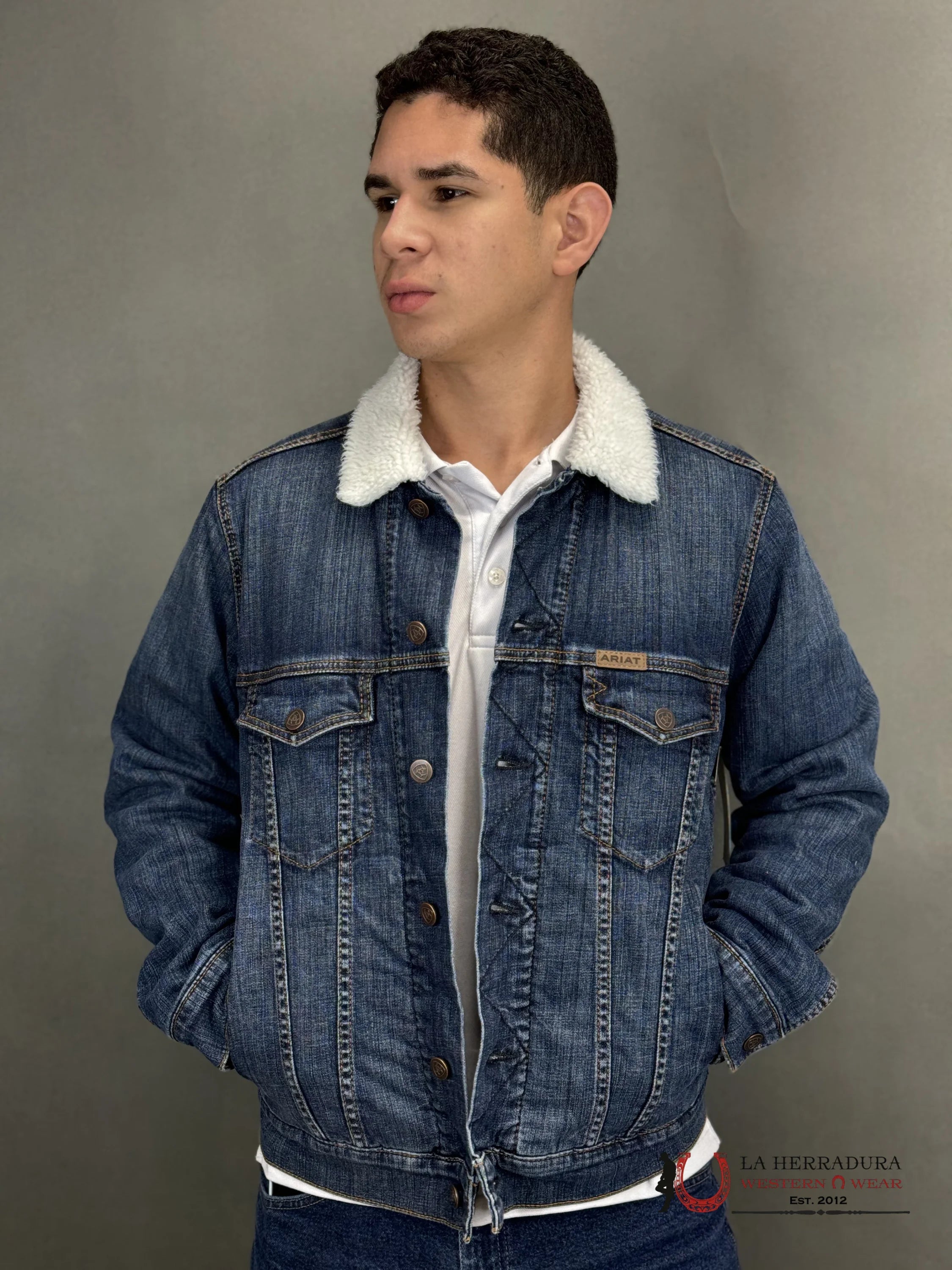 Ariat Jean Jacket Sherpa Lined Blue Rock Ropa Hombres