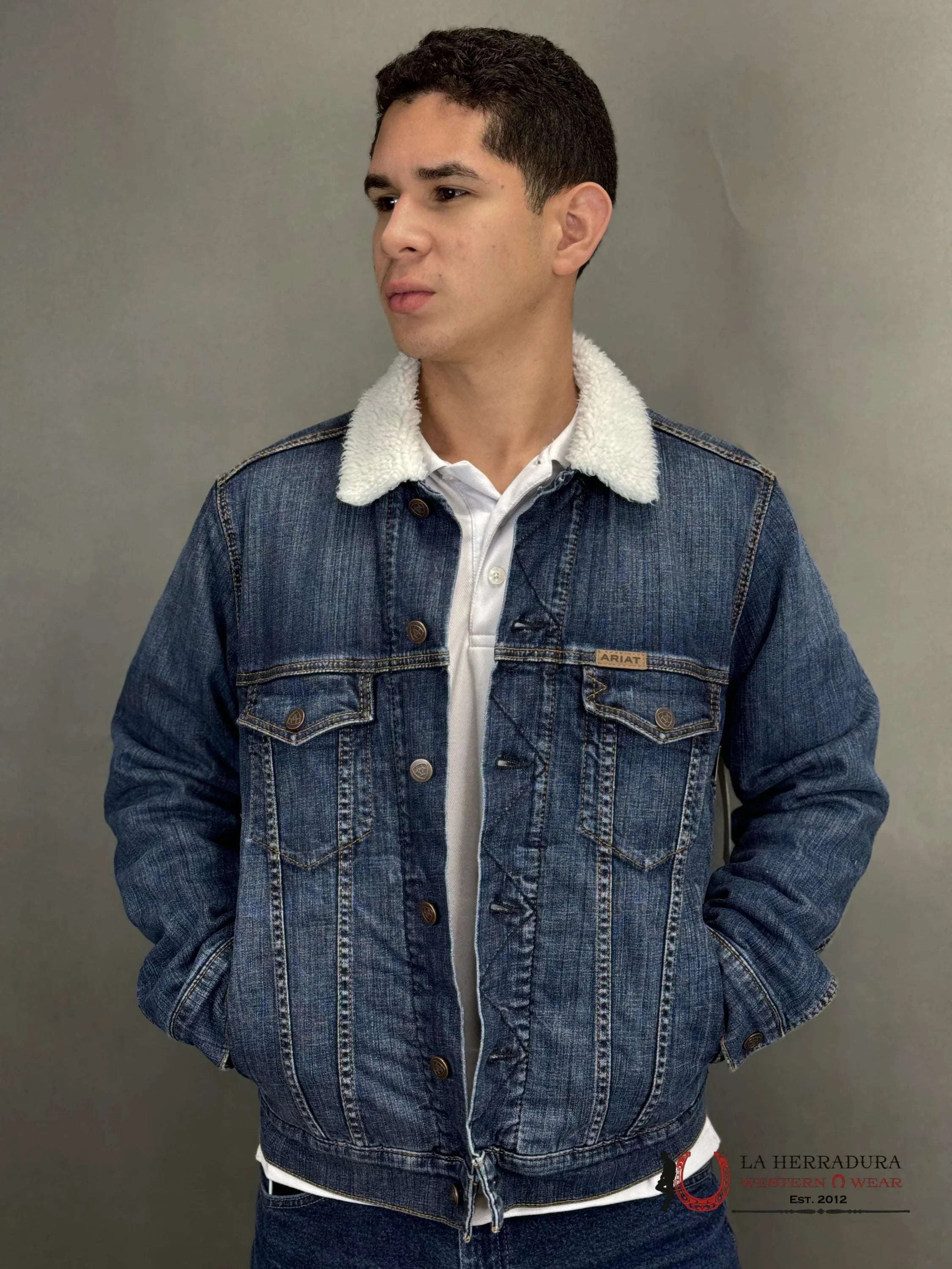 Ariat Jean Jacket Sherpa Lined Blue Rock Ropa Hombres