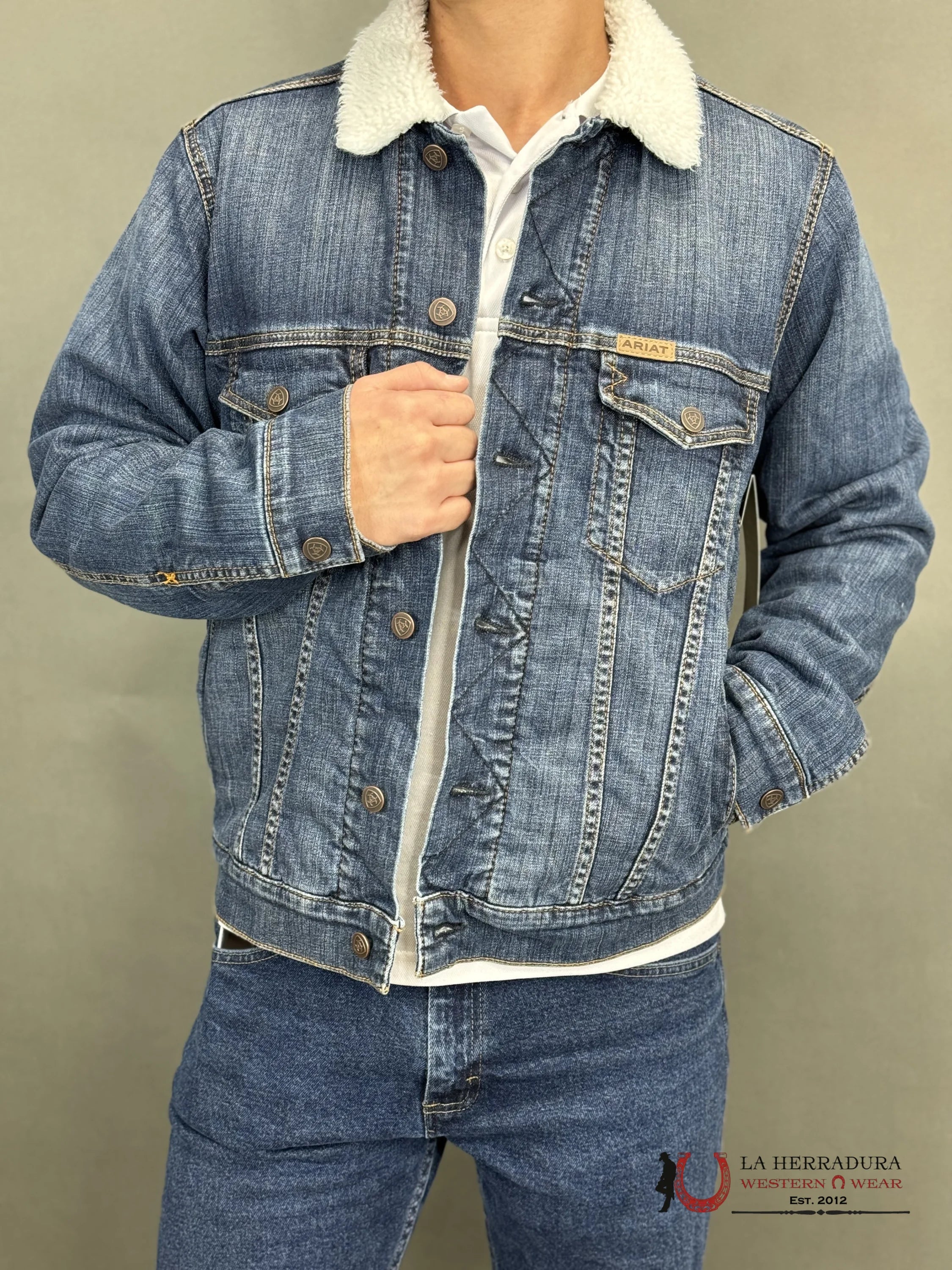 Ariat Jean Jacket Sherpa Lined Blue Rock Ropa Hombres