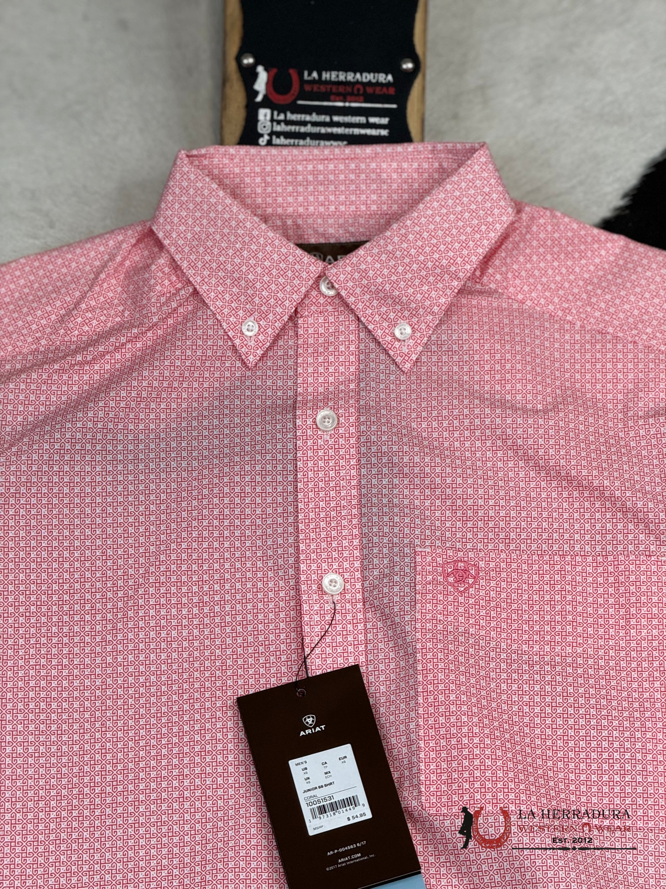 Ariat Junior Coral Short Sleeve Shirt 10051531 Ropa Hombres