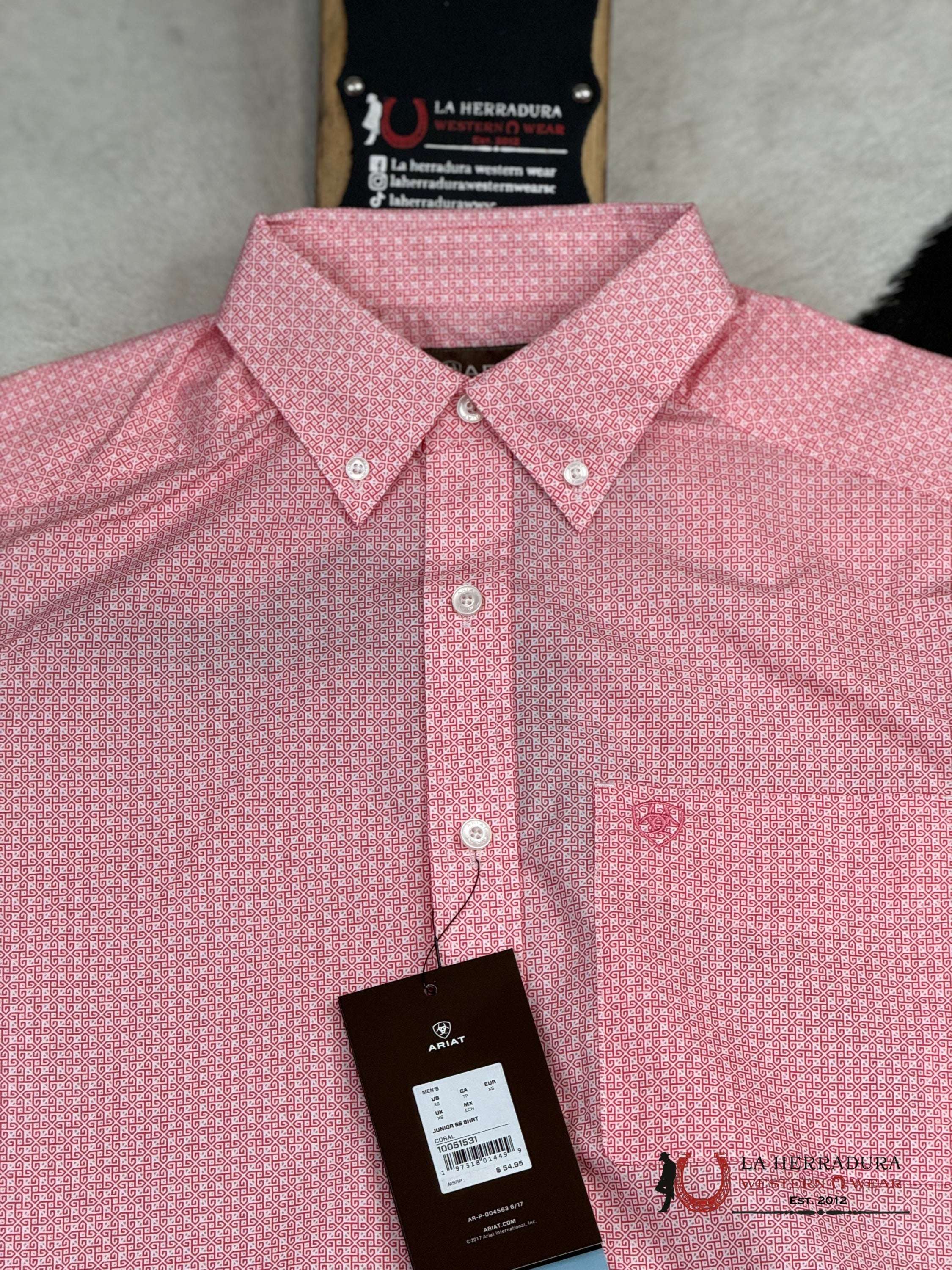 Ariat Junior Coral Short Sleeve Shirt 10051531 Ropa Hombres