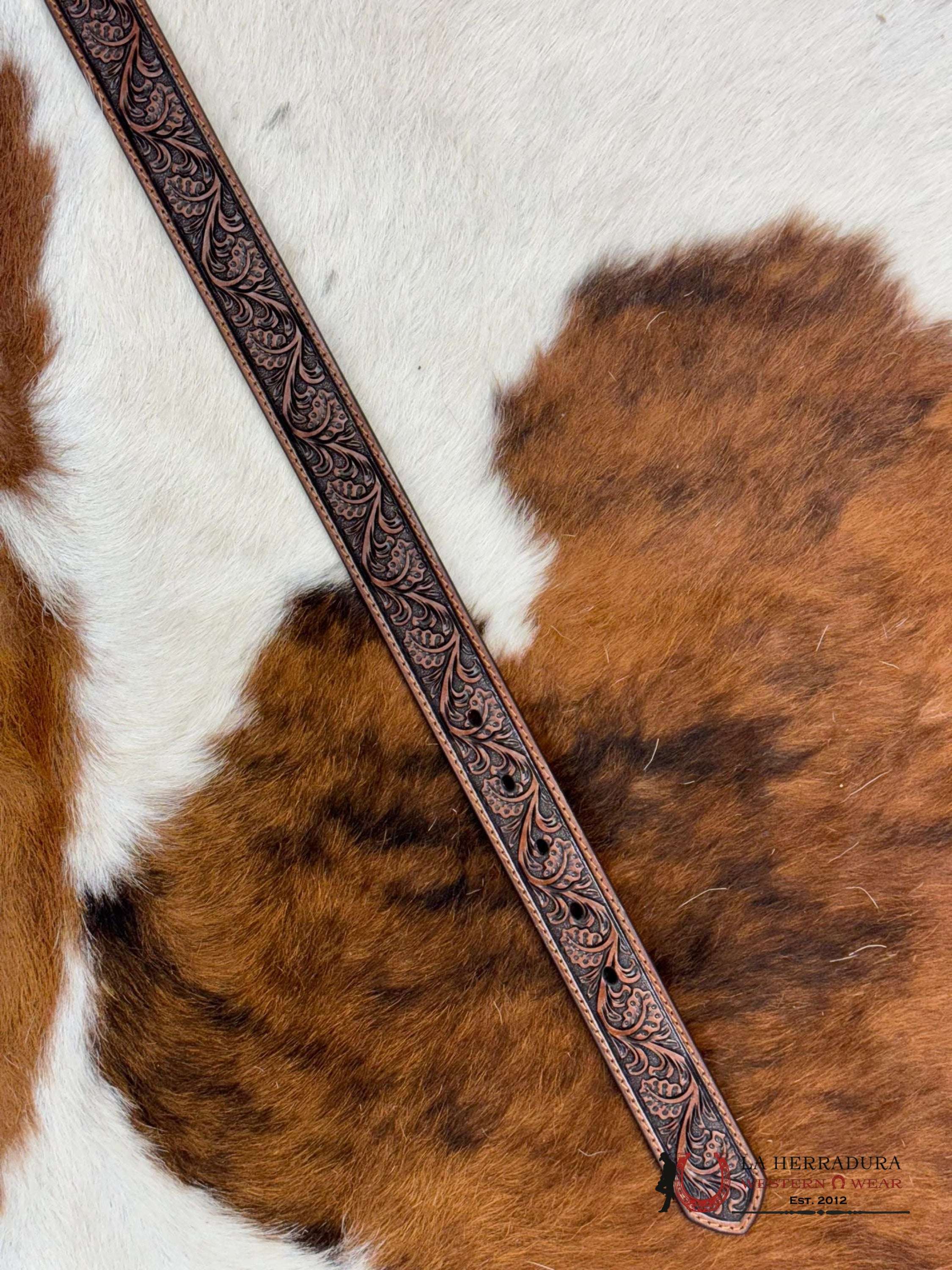 Ariat Kid Unisex Belt Hand Tooled Darl Brown Niños