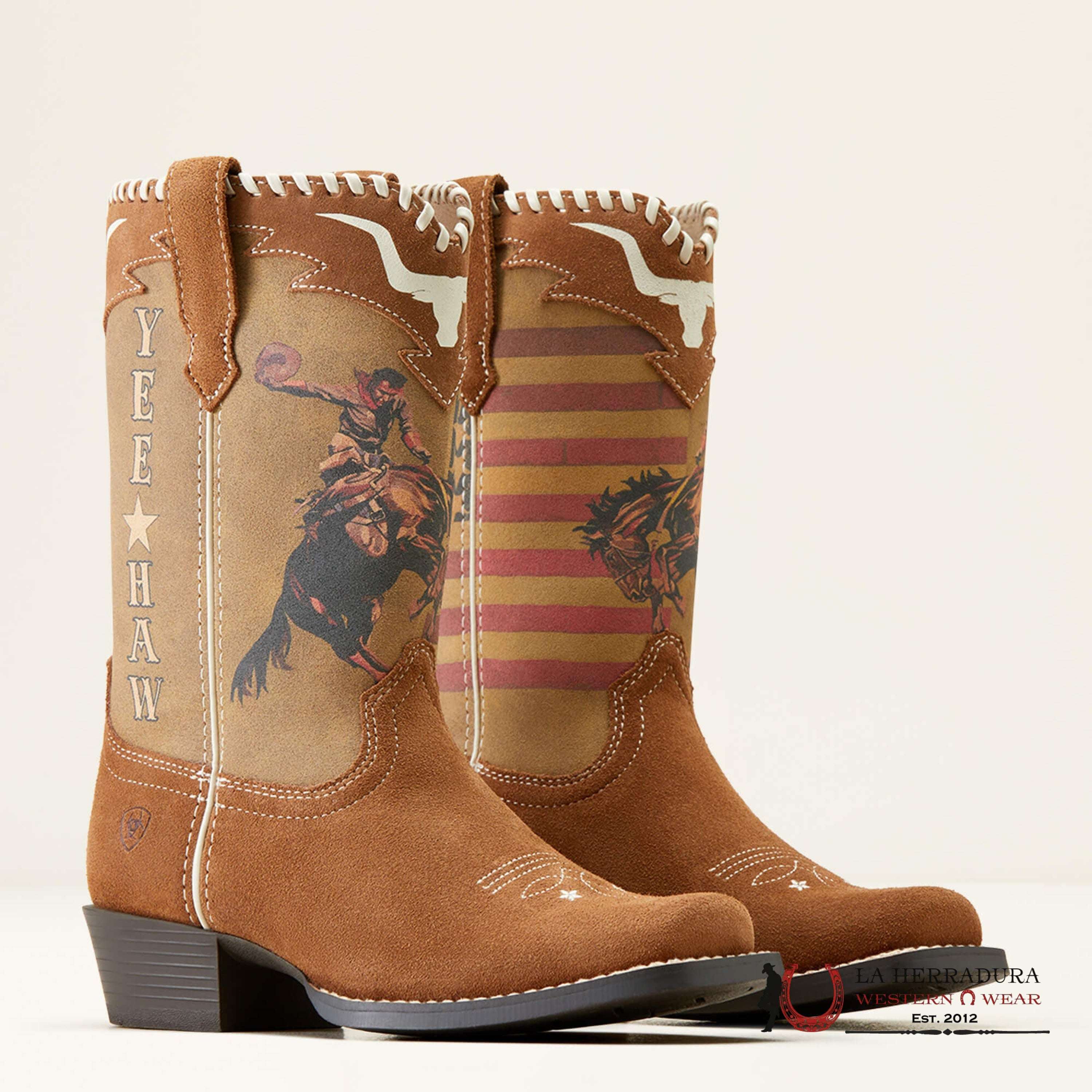ARIAT KIDS FUTURITY RODEO CHESTNUT SUEDE/AMERICAN COWBOY -10050965 NIÑOS