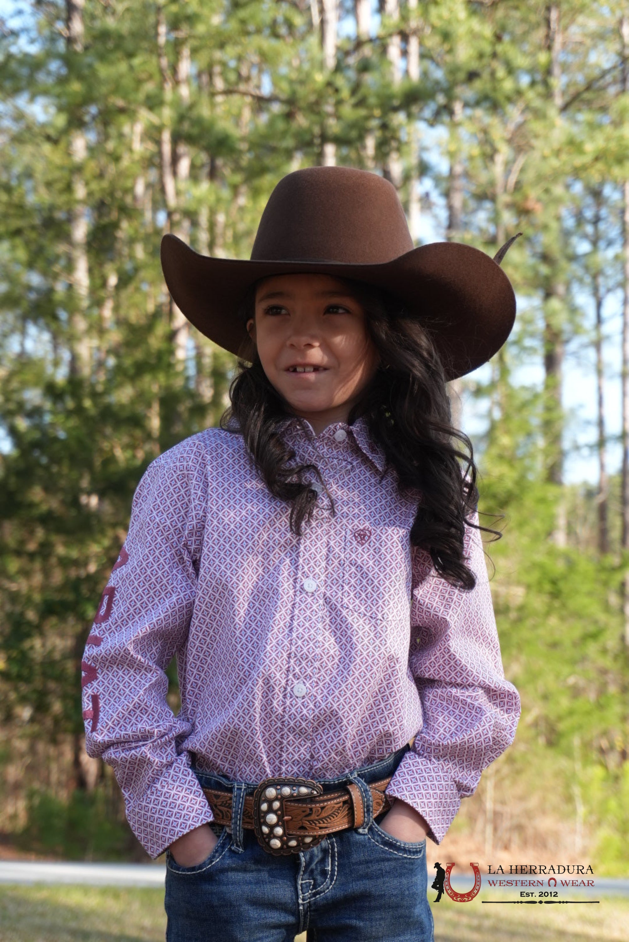 Ariat Team Kirby Long Sleeve Fineleigh Geo Print Girls Shirt - 4936 NIÑAS