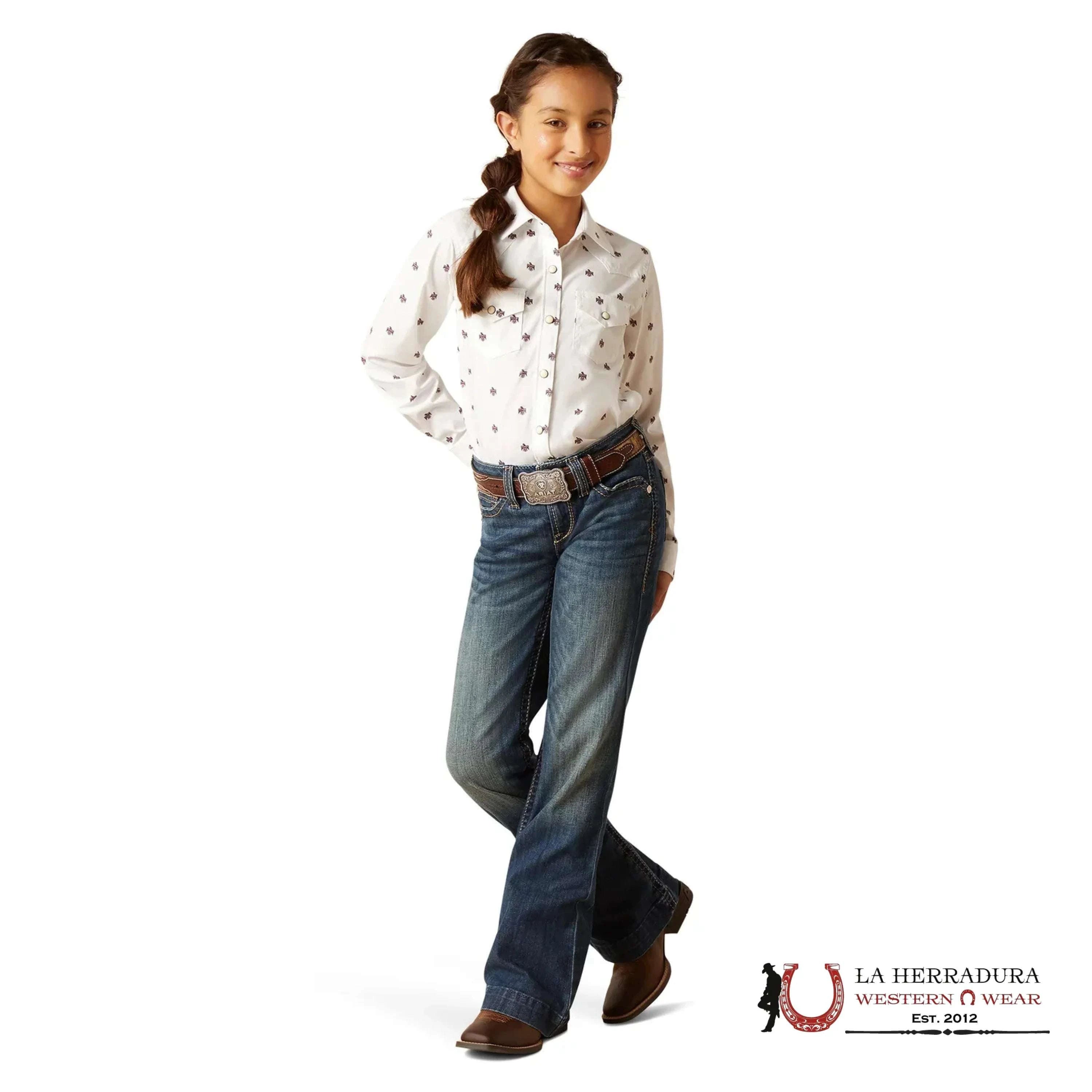 ARIAT KIDS SHIRT -WHITE THUNDERBIRD LS 10047180 NIÑOS