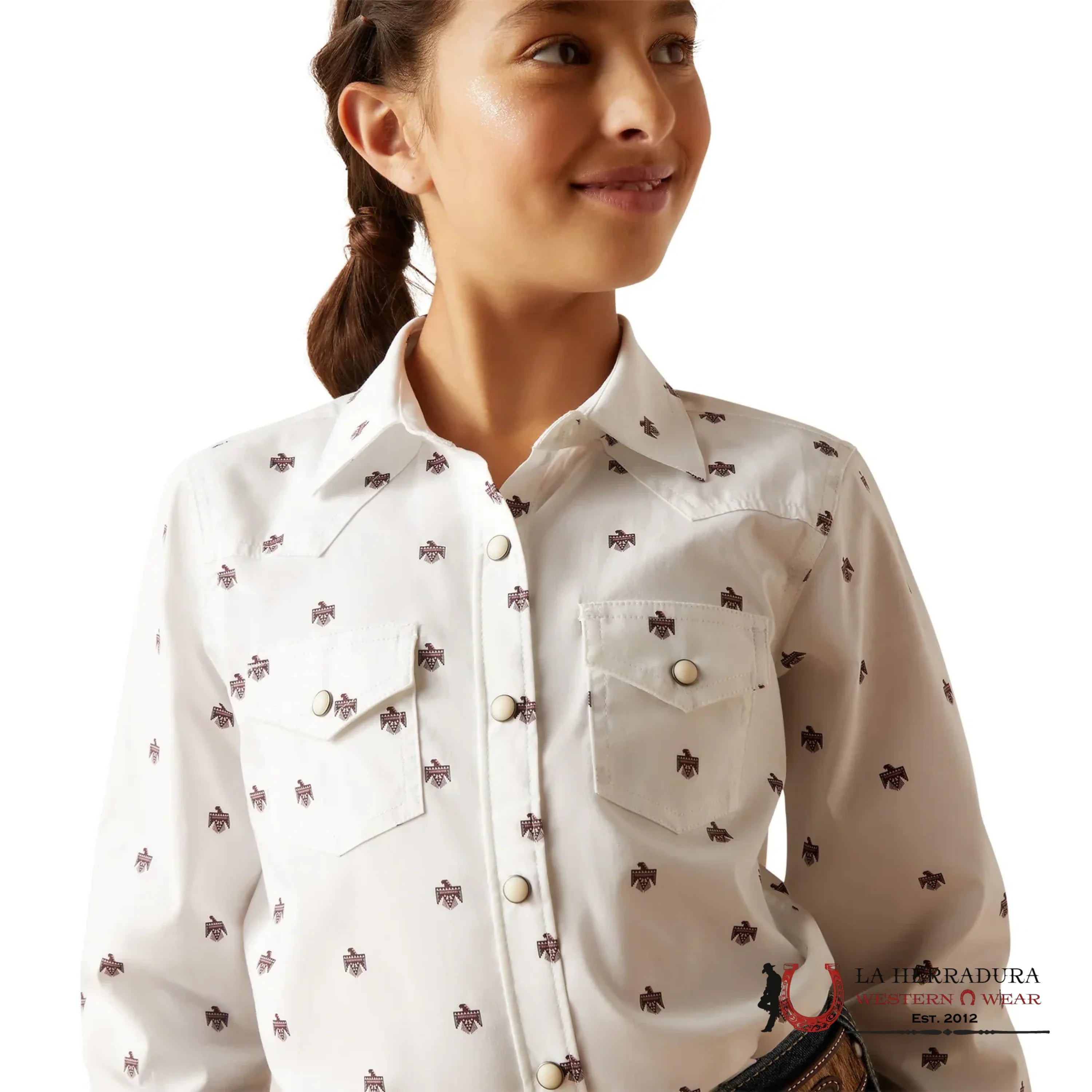 ARIAT KIDS SHIRT -WHITE THUNDERBIRD LS 10047180 NIÑOS