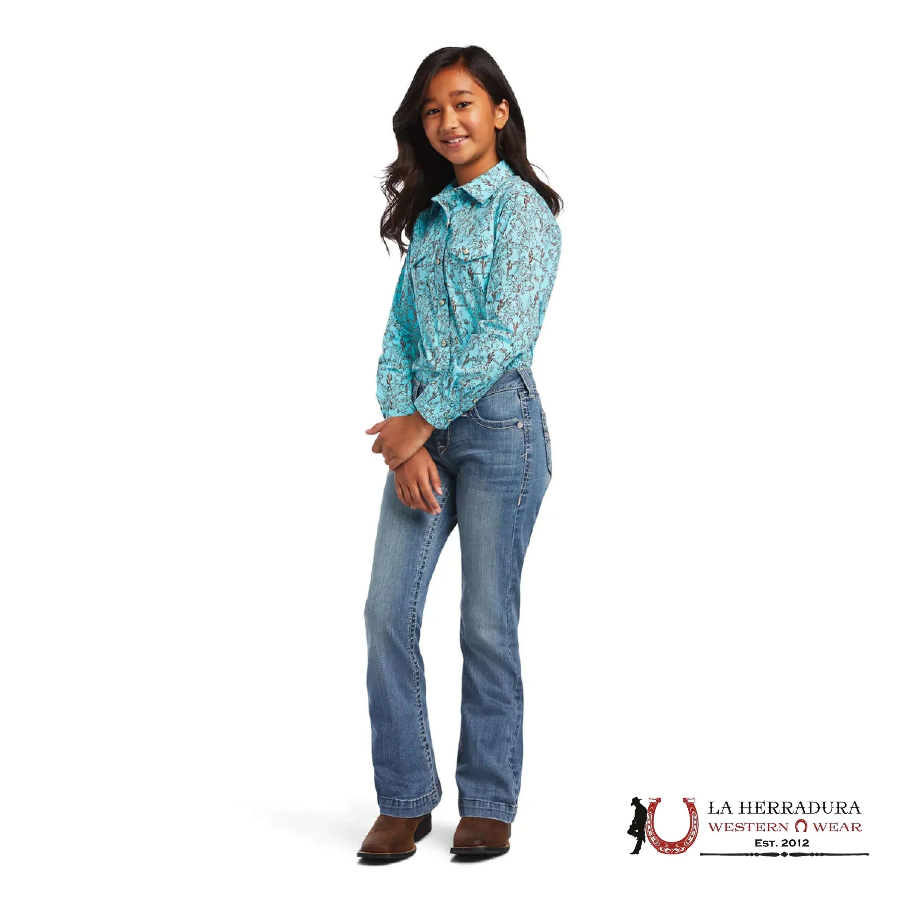 ARIAT KIDS SHIRT -AMAZONITE BUCKING BRONC 10040631 NIÑOS
