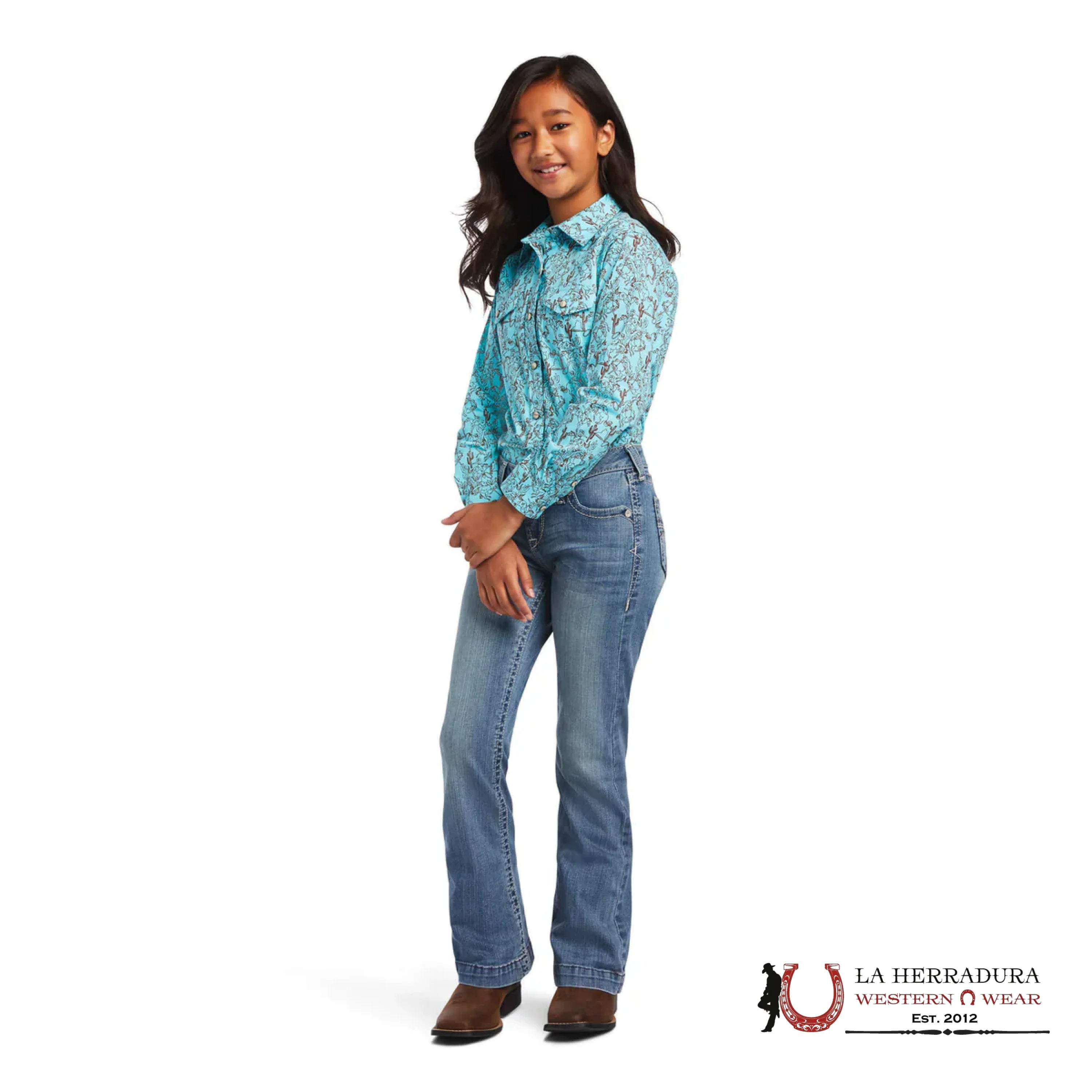 ARIAT KIDS SHIRT -AMAZONITE BUCKING BRONC 10040631 NIÑOS