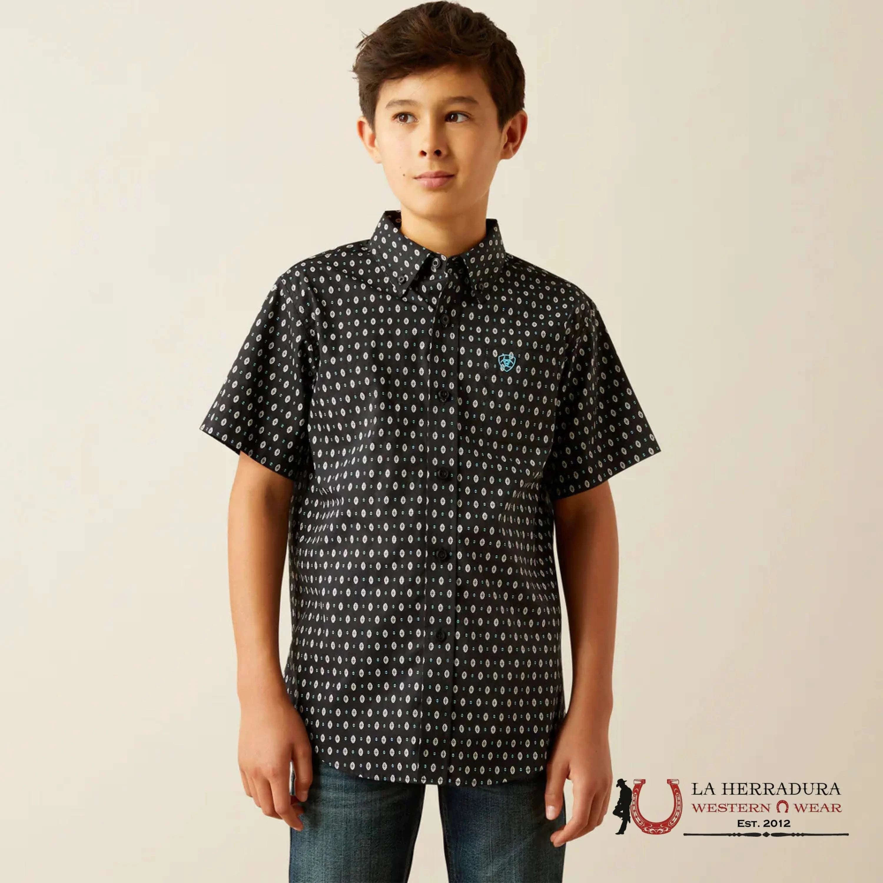 ARIAT KIDS SHIRT - BLACK STEELIE SS 10058699 NIÑOS