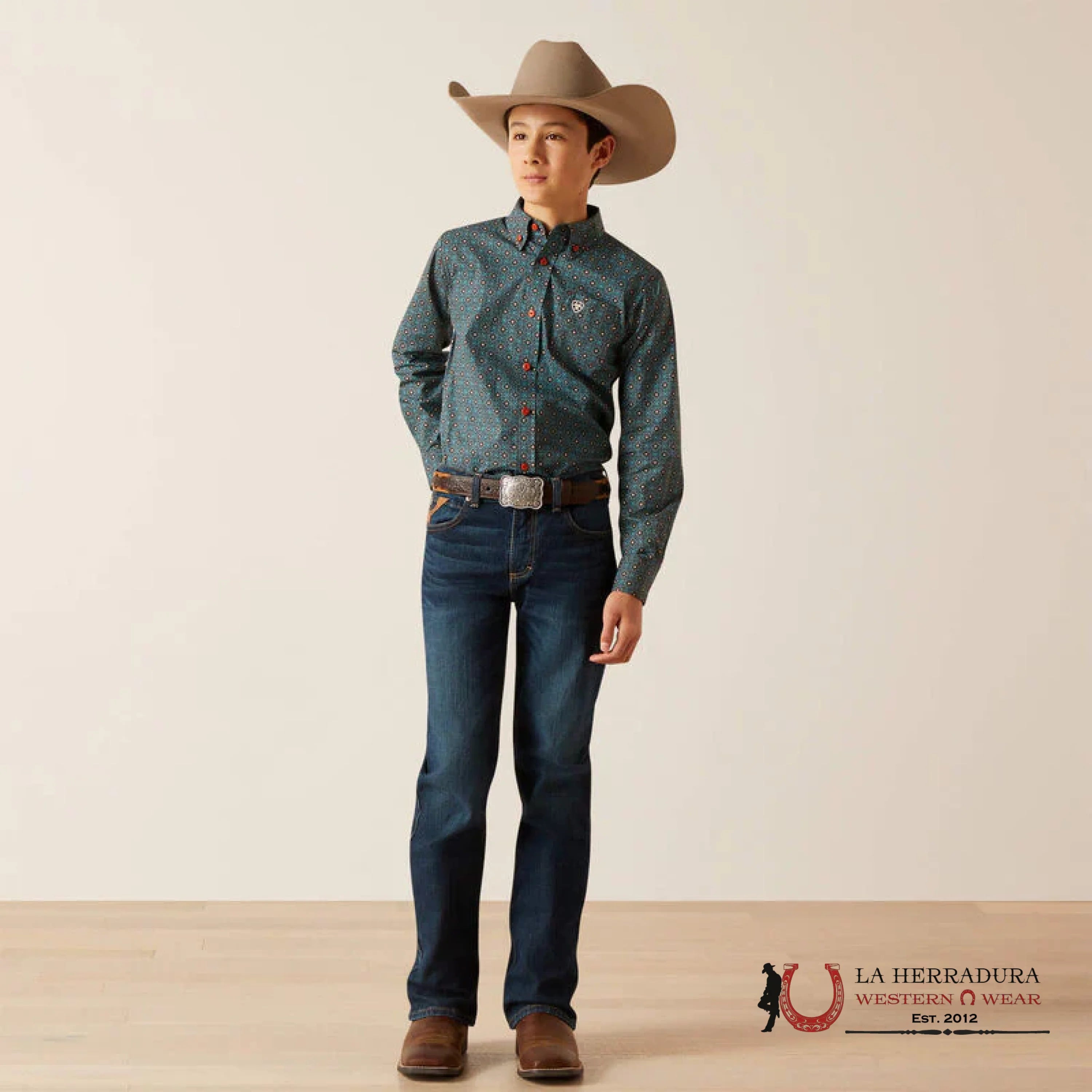 ARIAT KIDS SHIRT -BOYS BITTER CHOCOLATE BRODERICK LS 10046432 NIÑOS