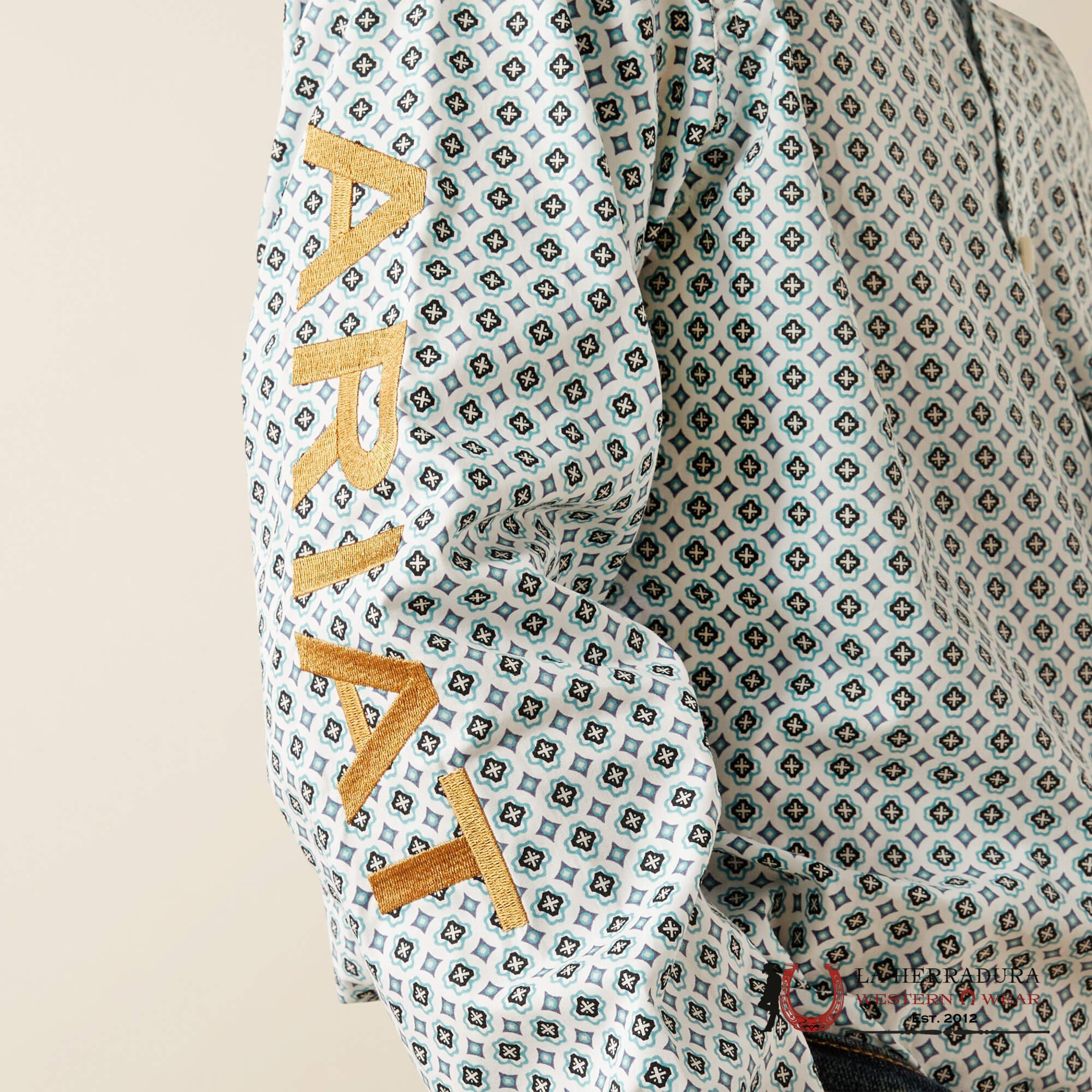 ARIAT KIDS SHIRT -BOYS BLUE/BROWN TEAM FRANKLIN LS 10058719 NIÑOS