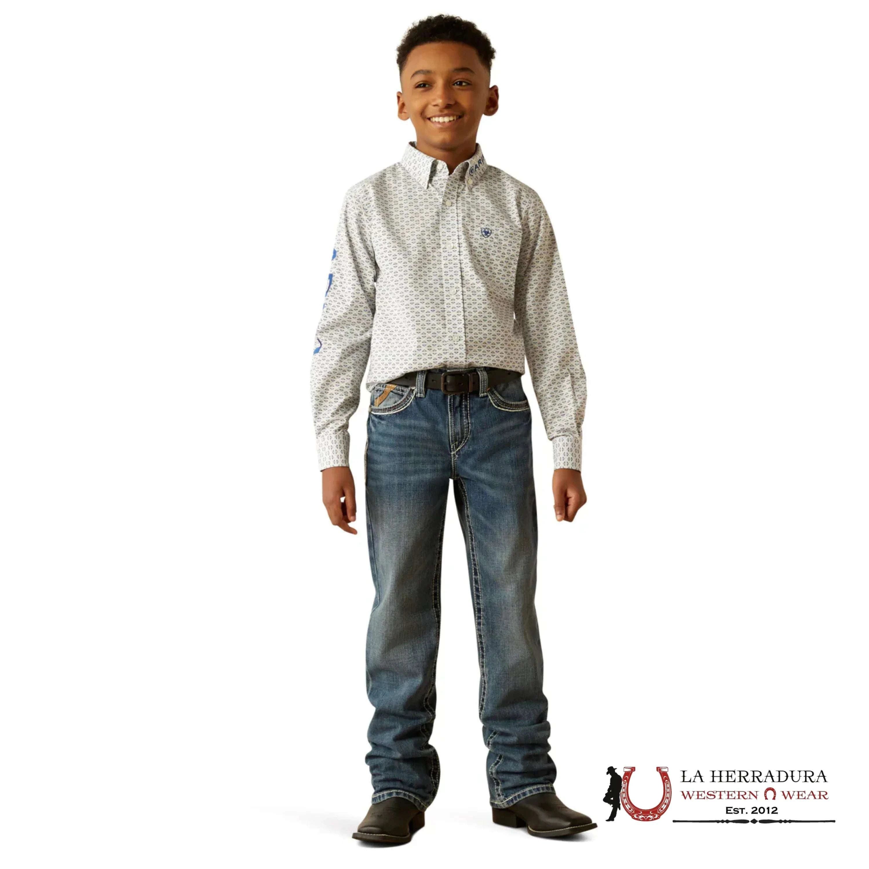 ARIAT KIDS SHIRT -BOYS BLUE/NAVY TEAM DREW 10054796 NIÑOS