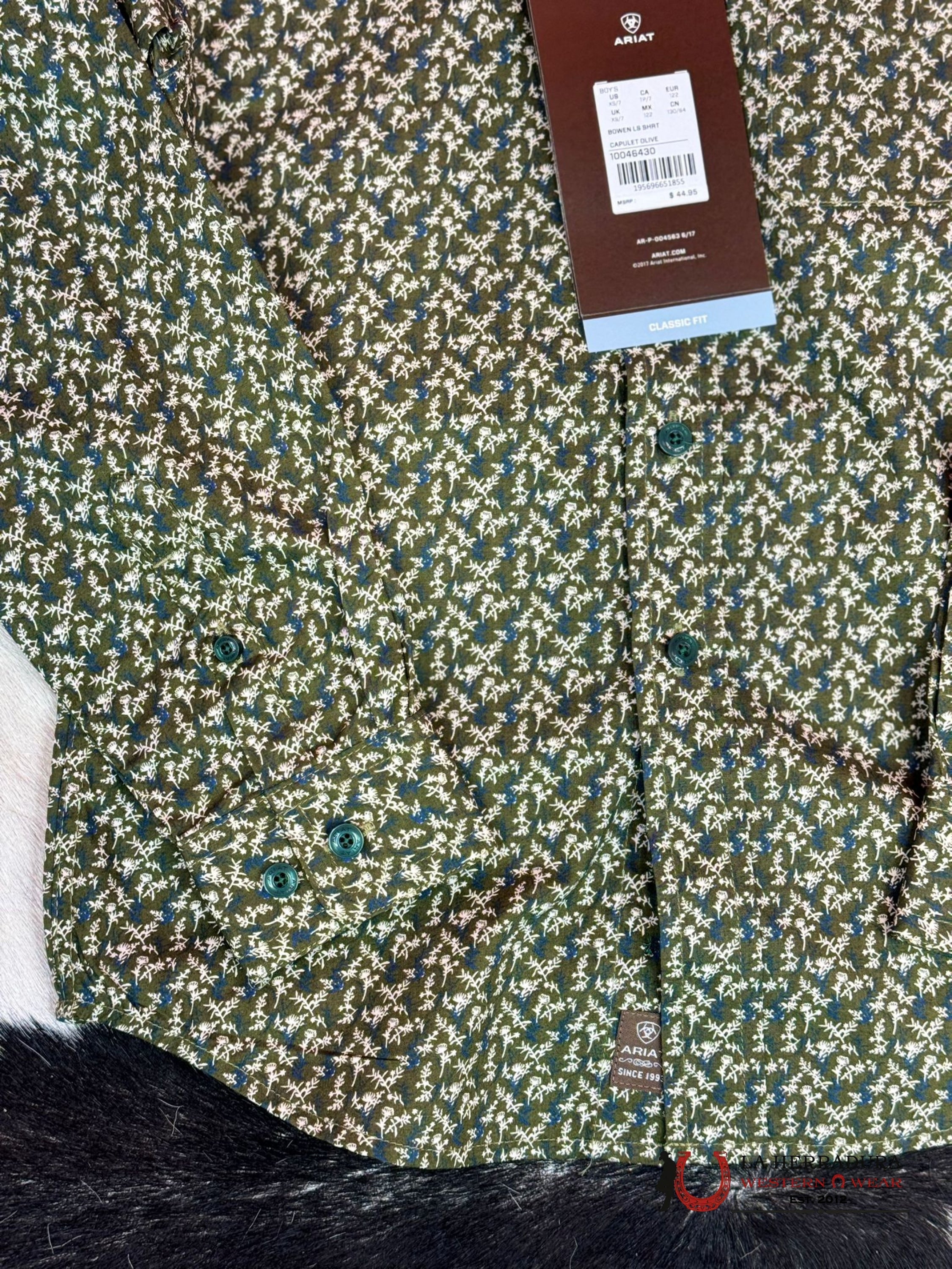 ARIAT KIDS SHIRT -BOYS CAPULET OLIVE BOWEN LS 10046430 NIÑOS