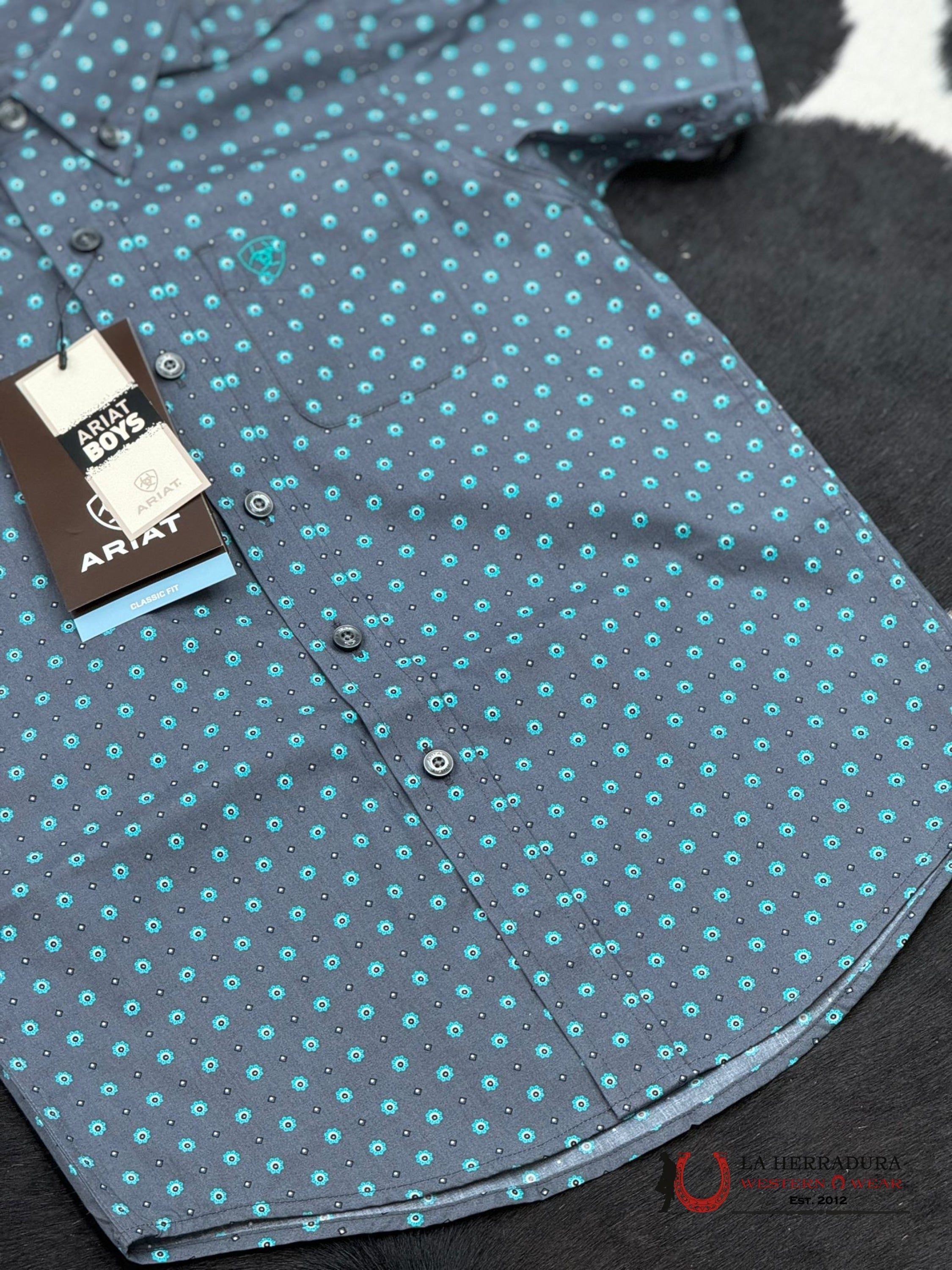 ARIAT KIDS SHIRT -BOYS GRAY JOHNNIE 10051397 NIÑOS