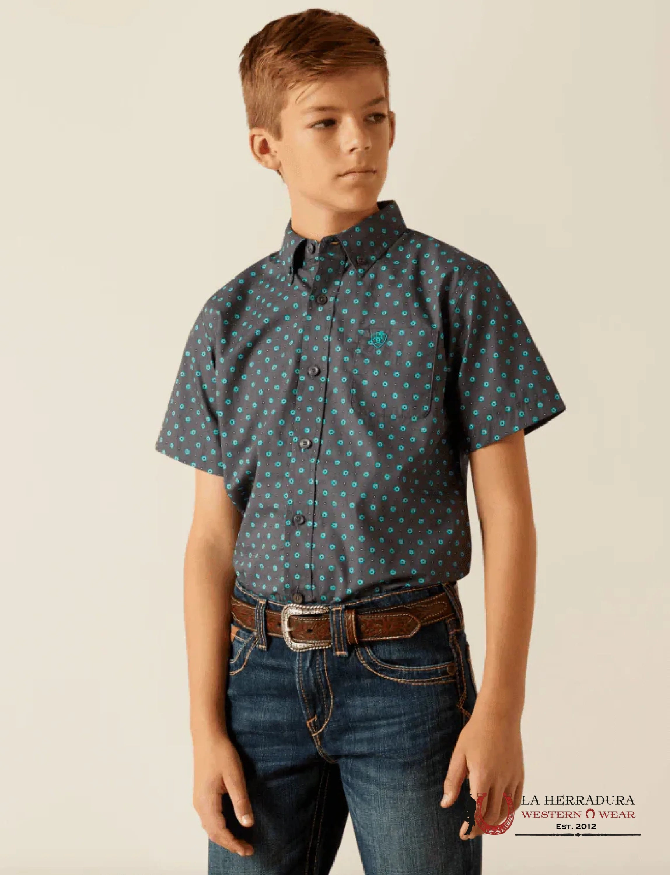 ARIAT KIDS SHIRT -BOYS GRAY JOHNNIE 10051397 NIÑOS